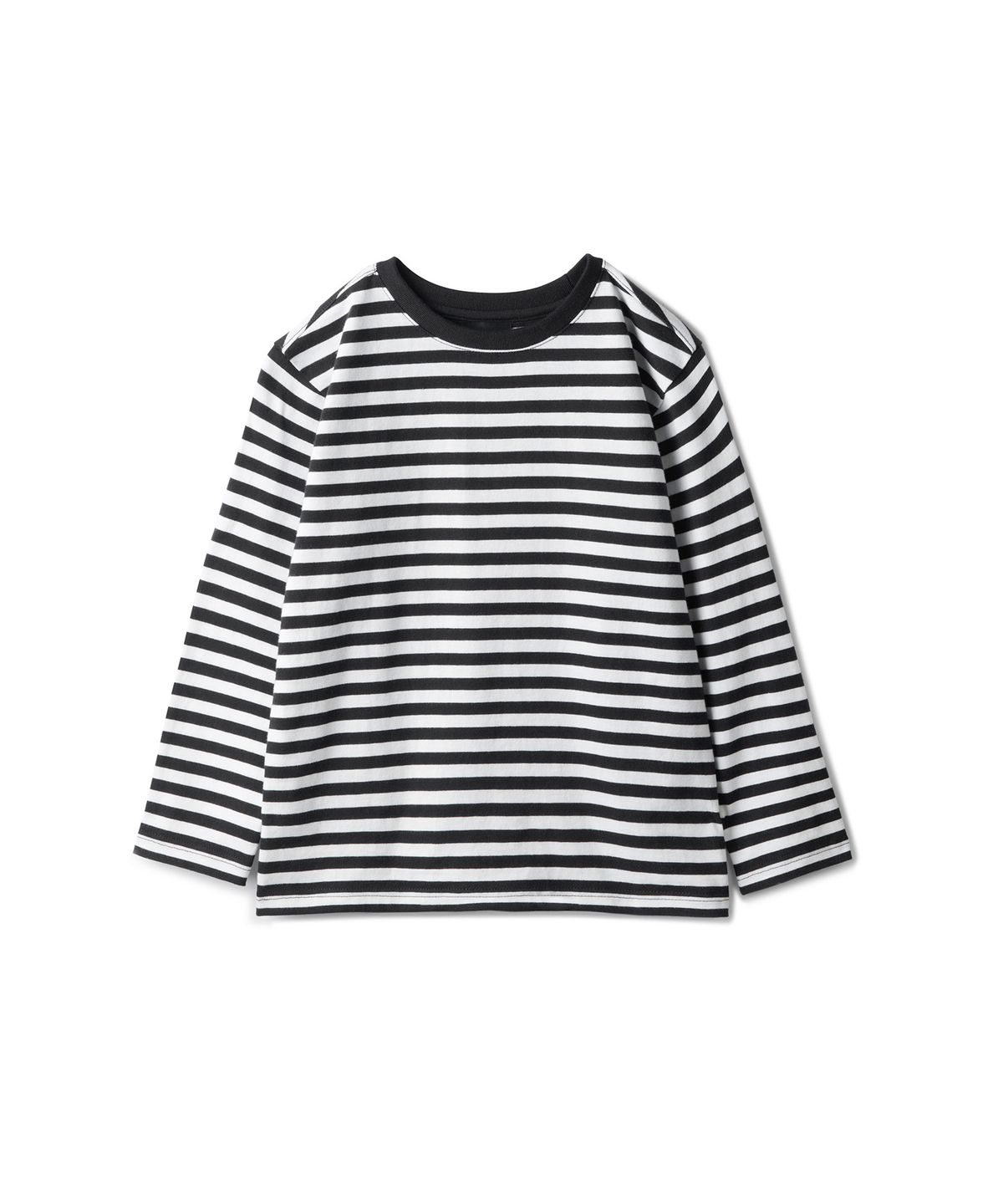 무신사 스탠다드 키즈(MUSINSA STANDARD KIDS) 스트라이프 크루 넥 긴소매 티셔츠 [블랙/화이트]