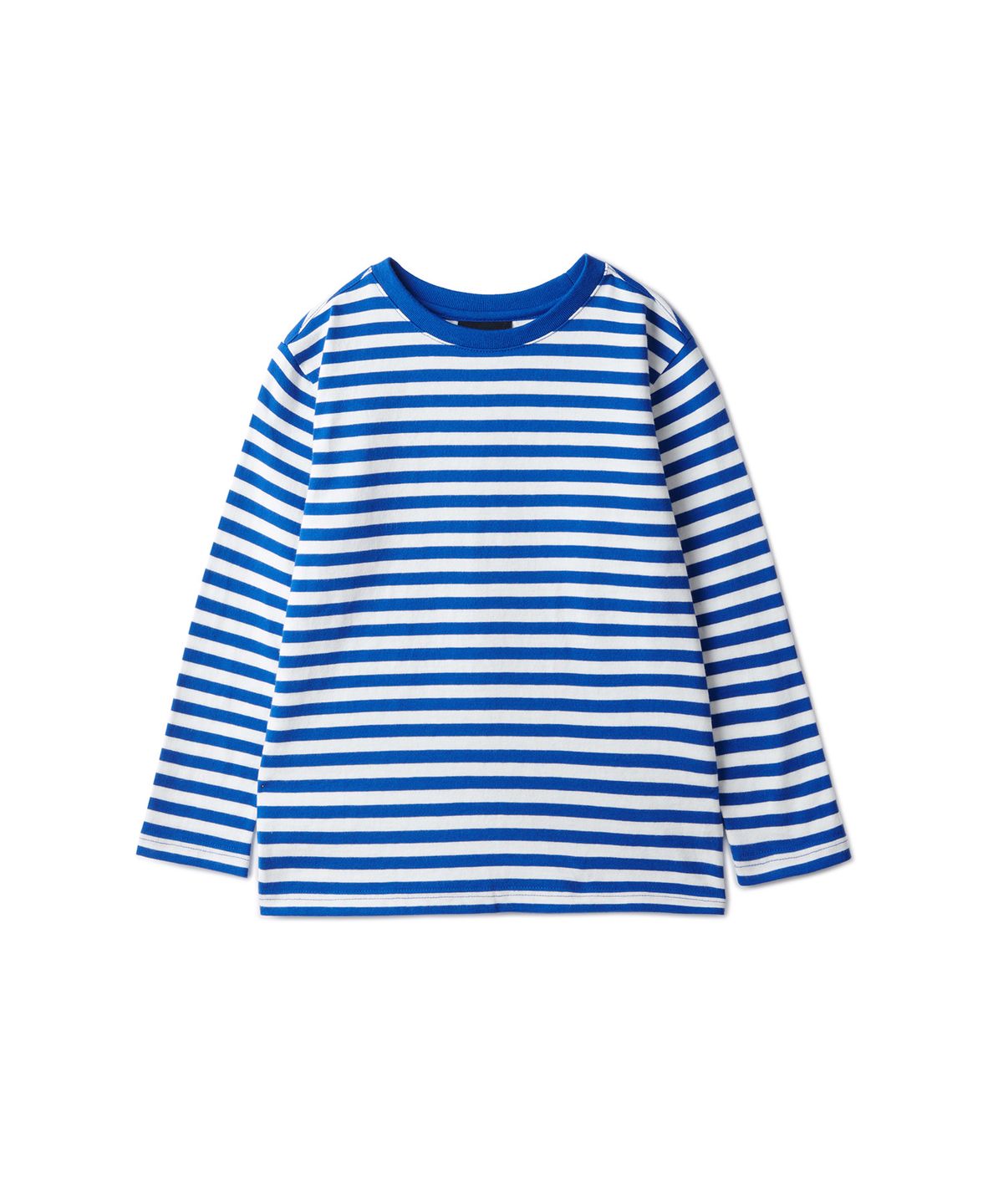 무신사 스탠다드 키즈(MUSINSA STANDARD KIDS) 스트라이프 크루 넥 긴소매 티셔츠 [블루/화이트]