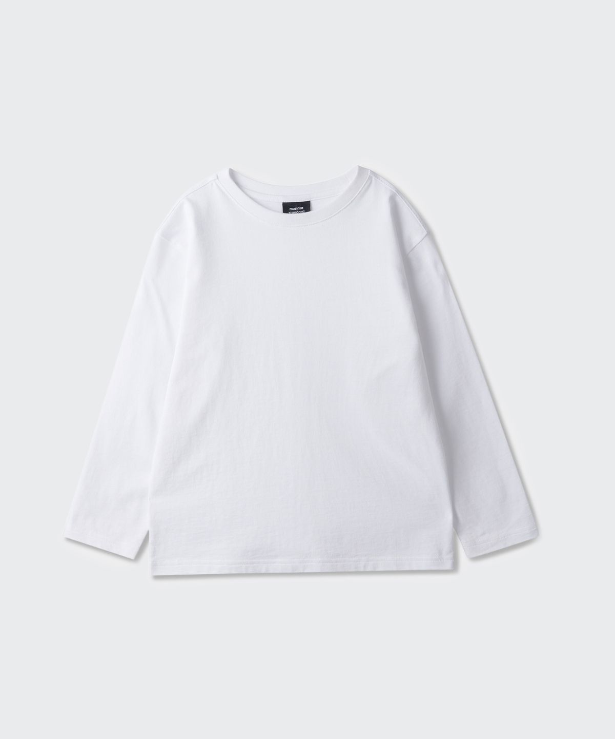 무신사 스탠다드 키즈(MUSINSA STANDARD KIDS) 릴렉스드 크루 넥 긴소매 티셔츠 [화이트]