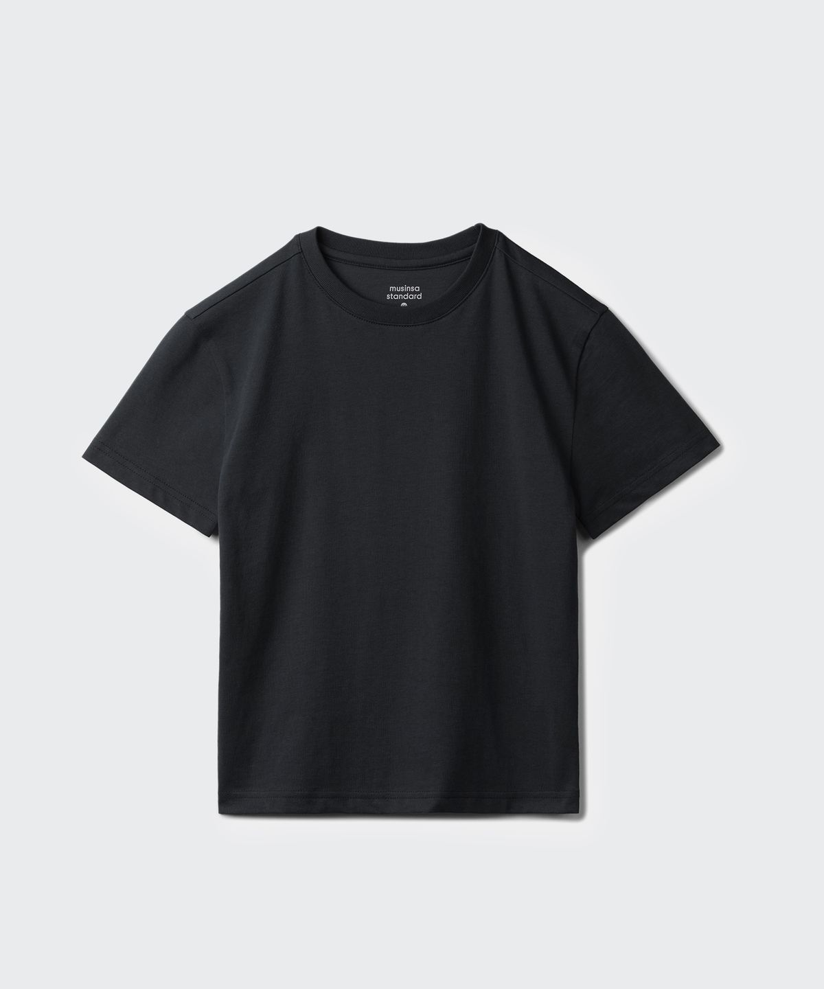 무신사 스탠다드 키즈(MUSINSA STANDARD KIDS) 릴렉스드 크루 넥 티셔츠 [블랙]