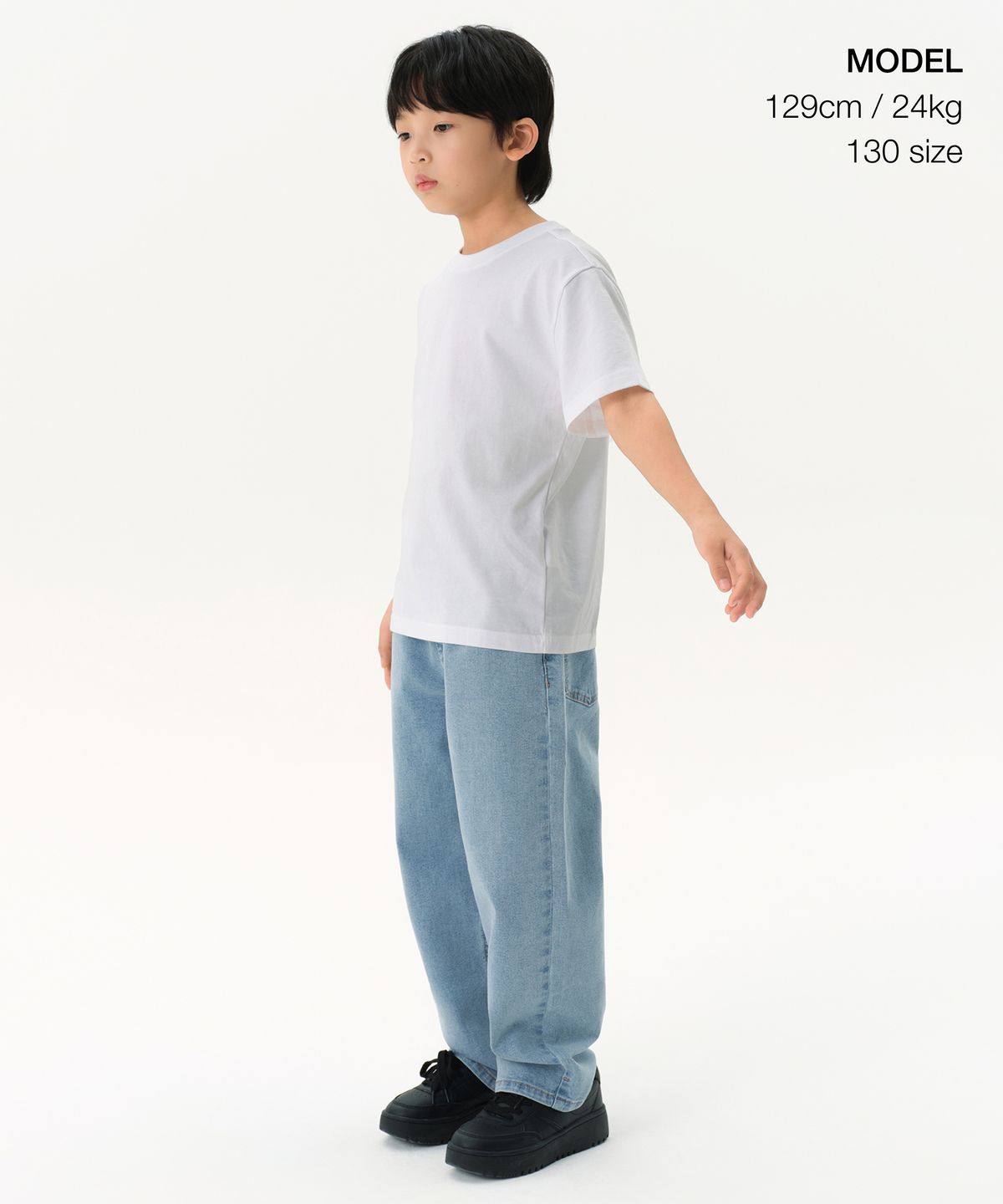 무신사 스탠다드 키즈(MUSINSA STANDARD KIDS) 릴렉스드 크루 넥 티셔츠 [화이트]