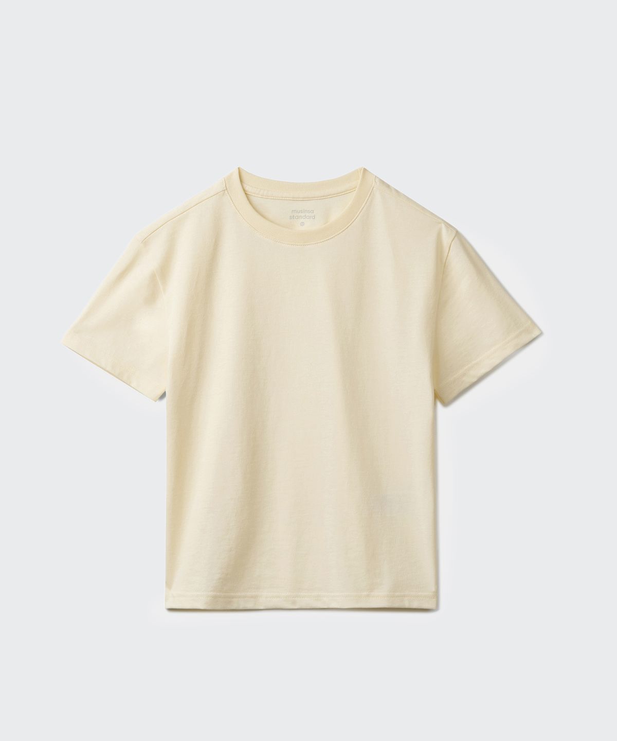 무신사 스탠다드 키즈(MUSINSA STANDARD KIDS) 릴렉스드 크루 넥 티셔츠 [레몬 크림]