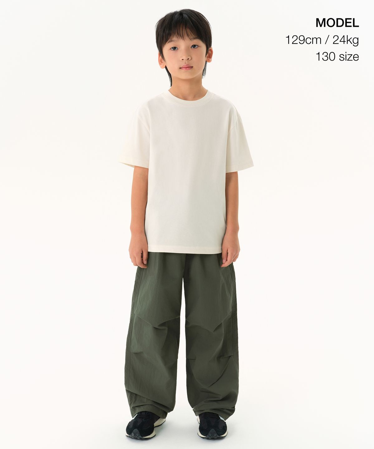 무신사 스탠다드 키즈(MUSINSA STANDARD KIDS) 릴렉스드 크루 넥 티셔츠 [크림]