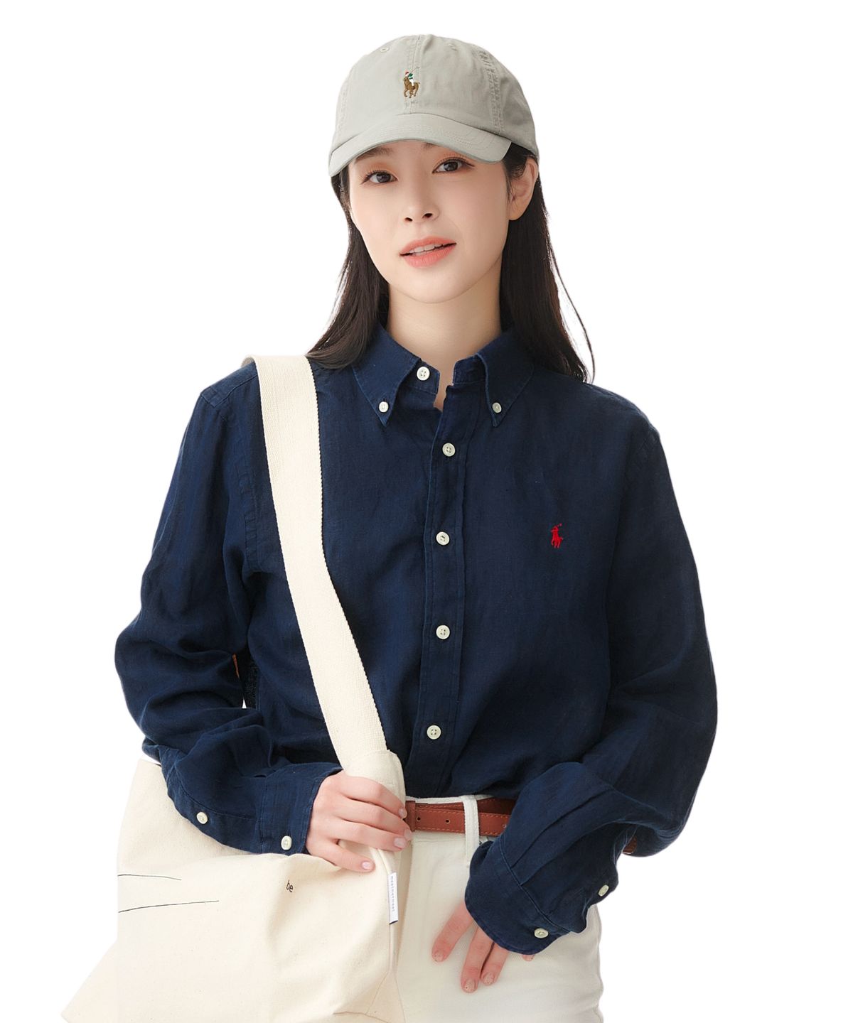 폴로 랄프 로렌(POLO RALPH LAUREN) 커스텀 핏 리넨 셔츠 - 네이비