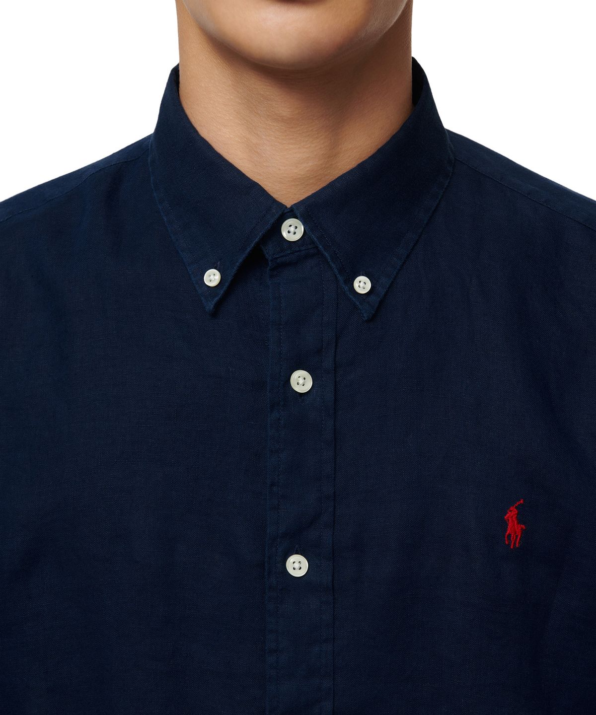 폴로 랄프 로렌(POLO RALPH LAUREN) 커스텀 핏 리넨 셔츠 - 네이비