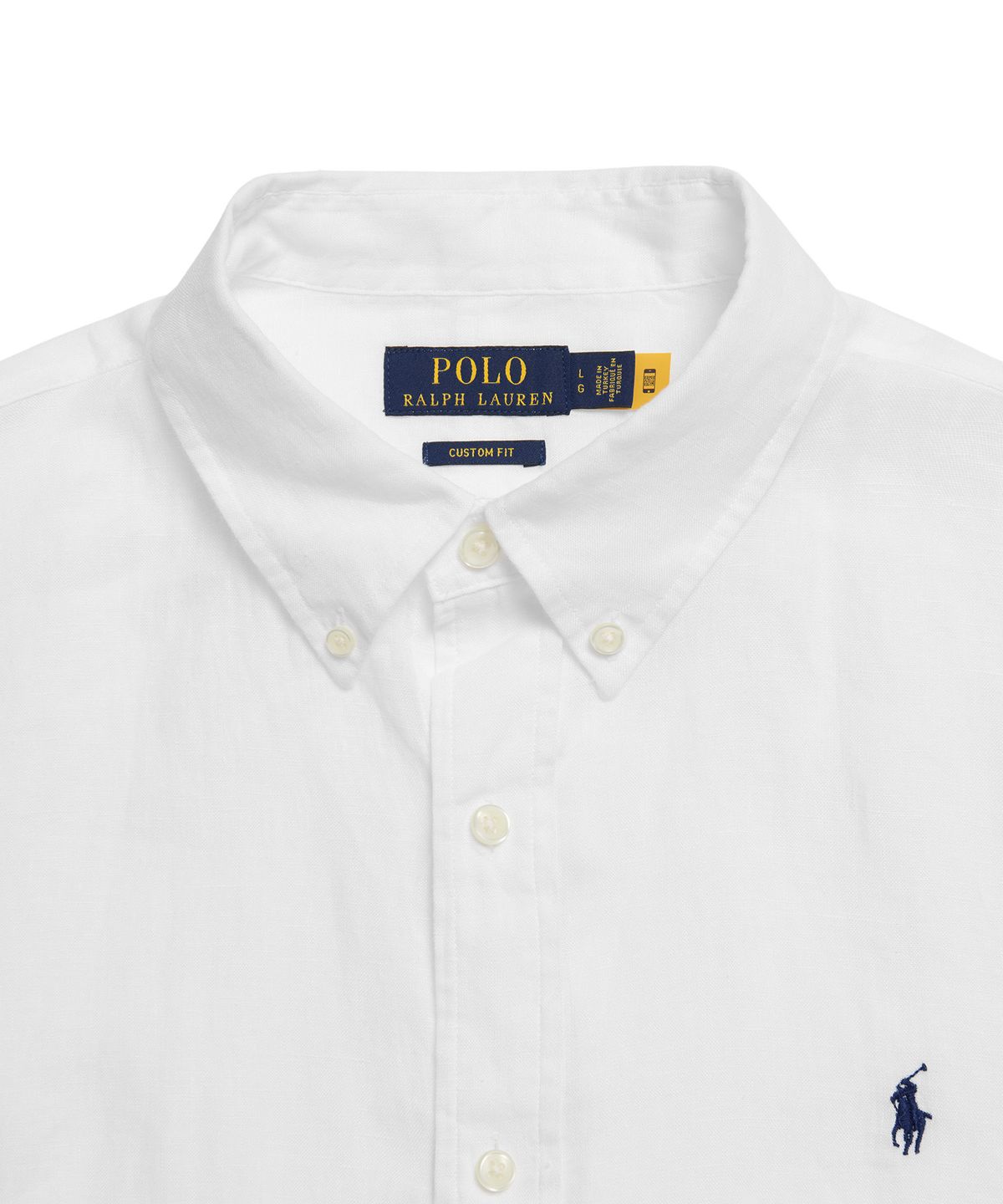 폴로 랄프 로렌(POLO RALPH LAUREN) 커스텀 핏 리넨 셔츠 - 화이트