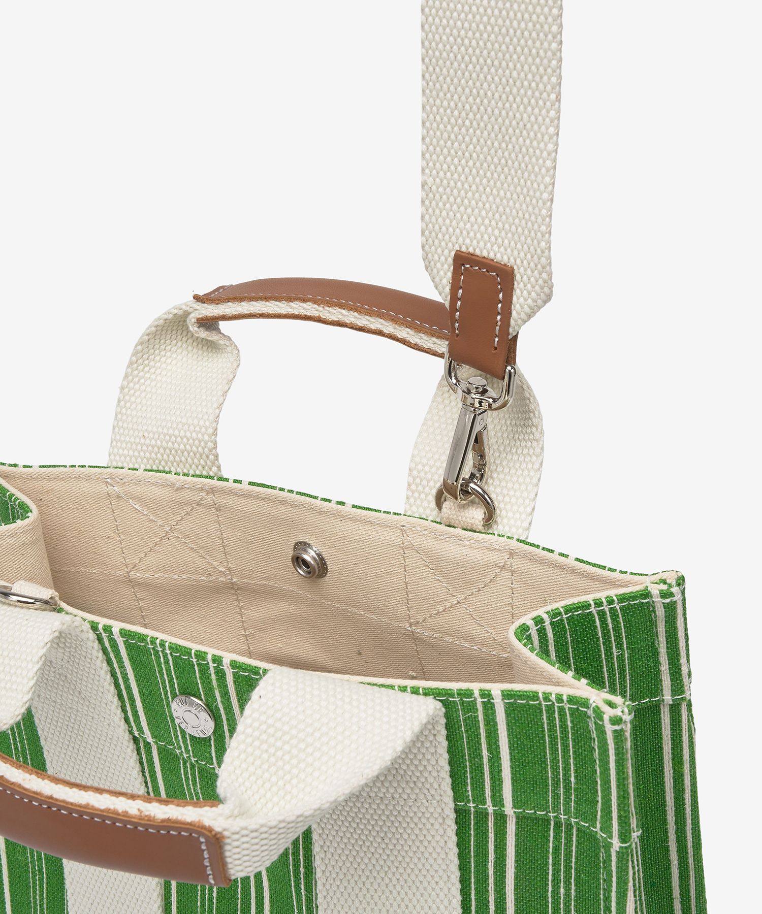 RUE DE VERNEUIL 女性XSストライプリネントートバッグ-グリーン MUSINSA | RUE DE VERNEUIL XS Striped Linen Tote Bag - Green