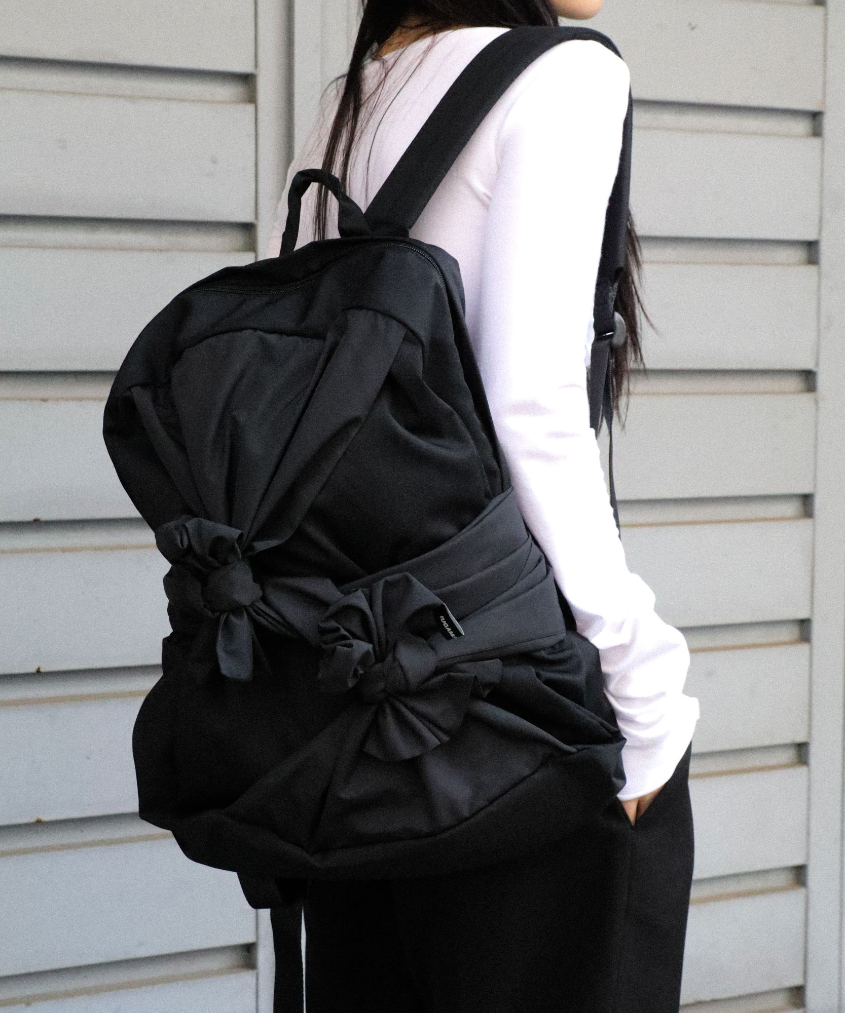 MUSINSA | IUGAMAKARAS Knotted Backpack Type A (Black)