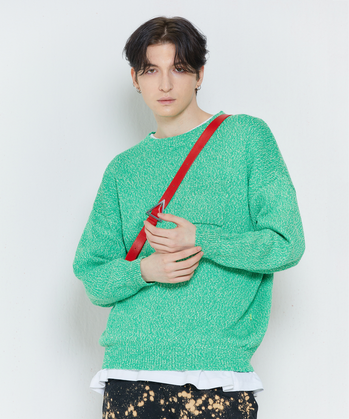 벌스원(VERSE ONE) SLUB KNIT SWEATER APPLE GREEN