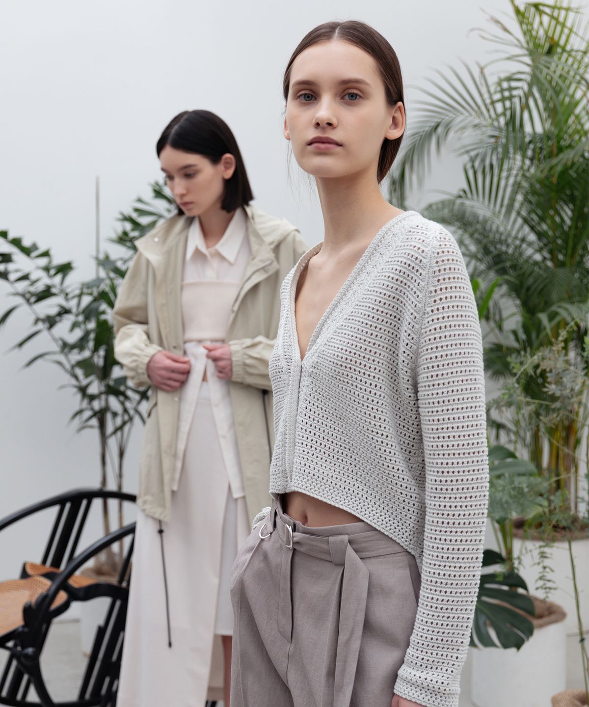 리이(RE RHEE) CROCHET COTTON CROPPED CARDIGAN SV