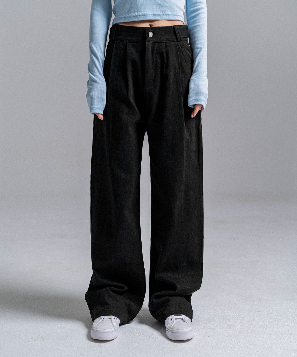 판도라핏(PANDORAFIT) [WIDE] Buckle Jeans Black