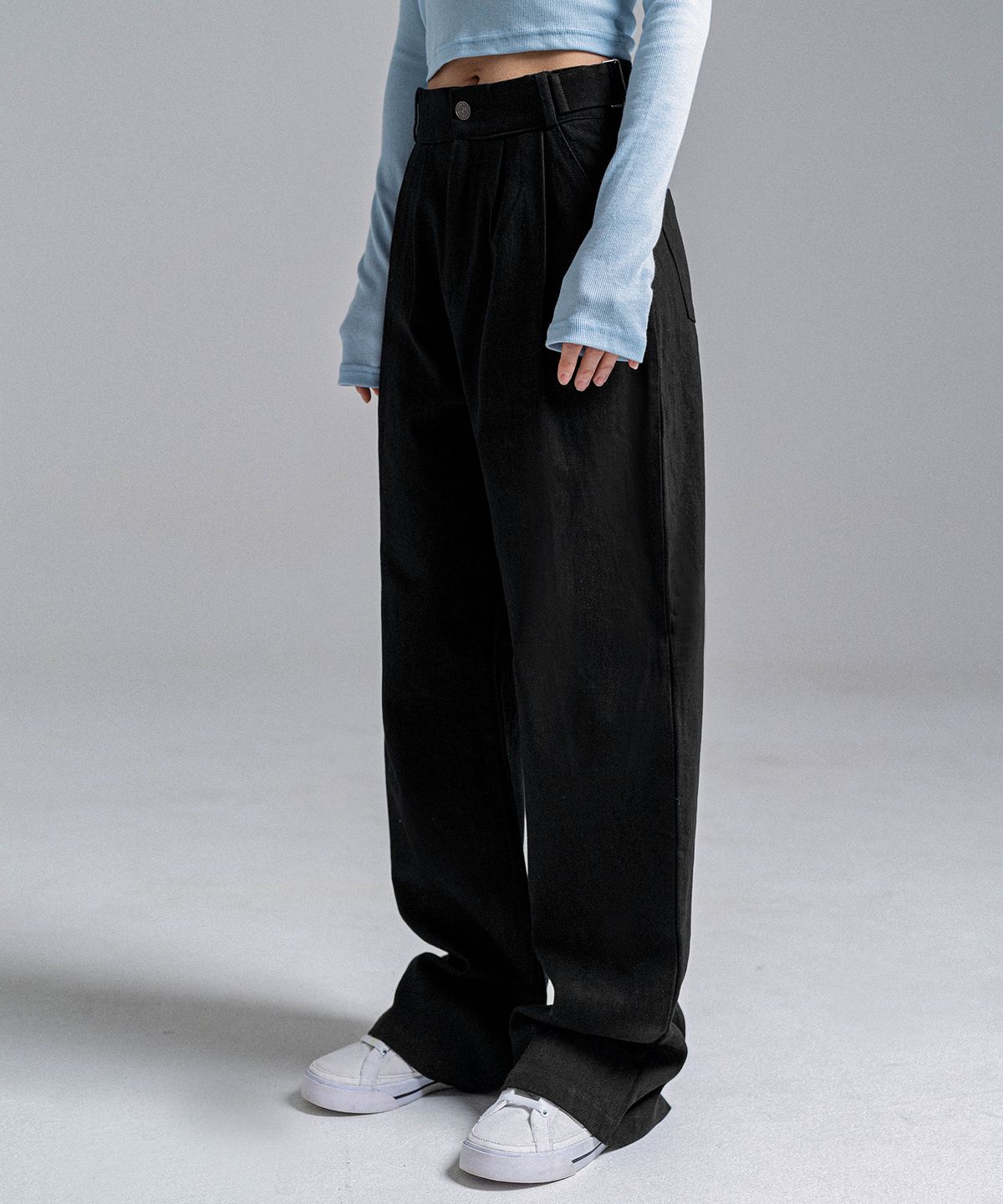 판도라핏(PANDORAFIT) [WIDE] Buckle Jeans Black