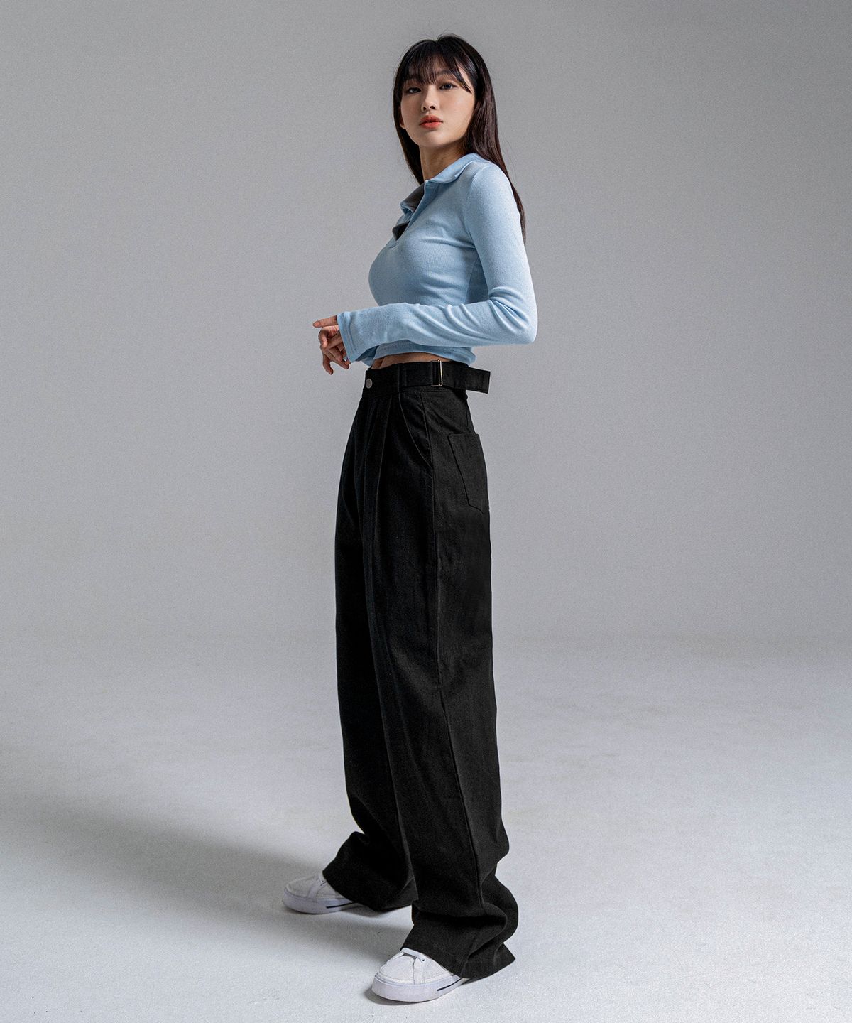 판도라핏(PANDORAFIT) [WIDE] Buckle Jeans Black