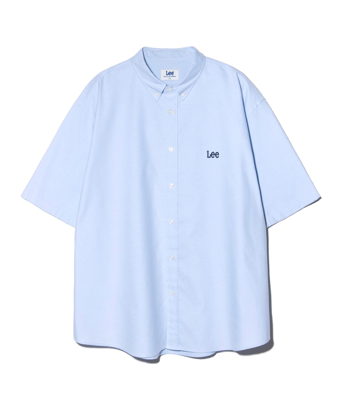 리(LEE) 옥스포드 오버핏 반팔셔츠 블루