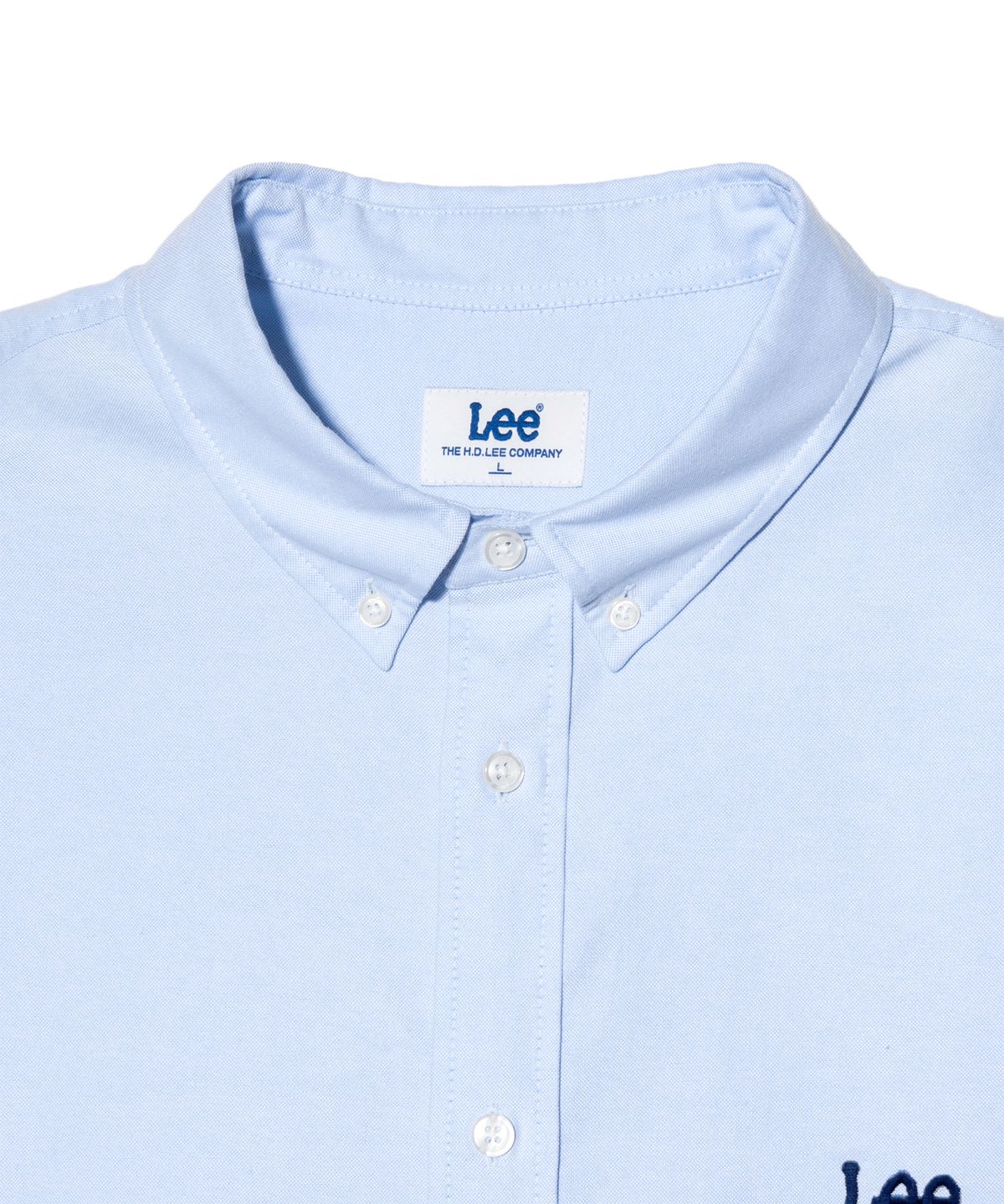 리(LEE) 옥스포드 오버핏 반팔셔츠 블루