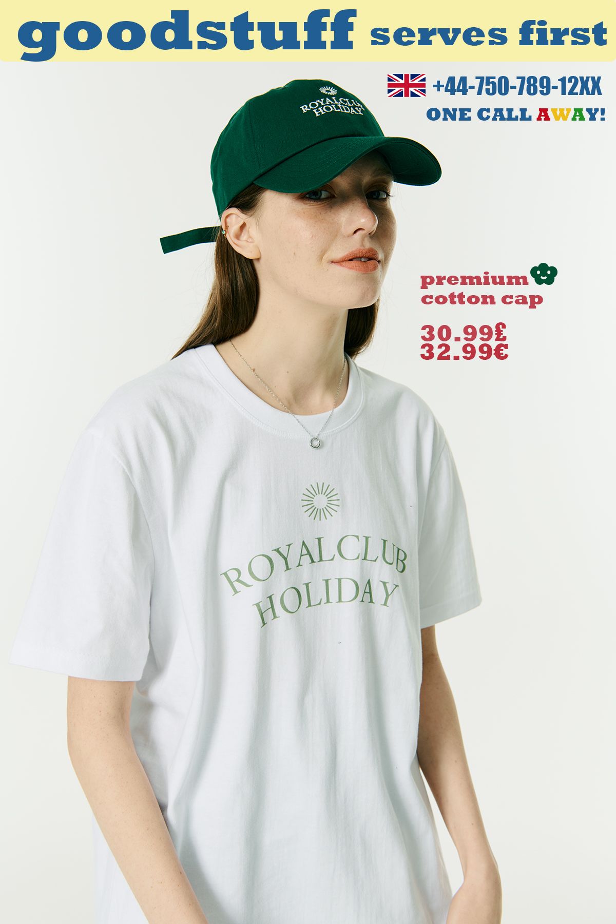 로열클럽홀리데이(ROYAL CLUB HOLIDAY) 세미 오버핏 로고 반팔 티셔츠 화이트