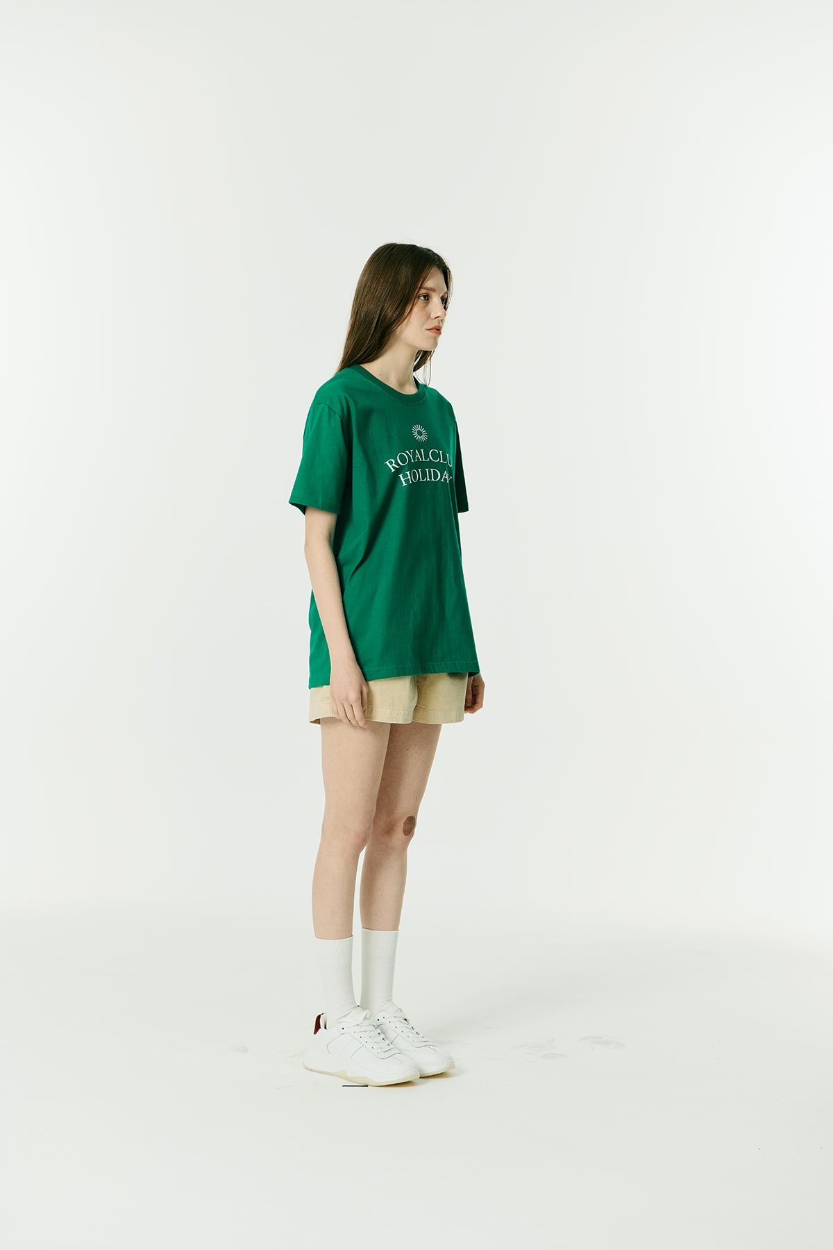 로열클럽홀리데이(ROYAL CLUB HOLIDAY) 세미 오버핏 로고 반팔 티셔츠 그린