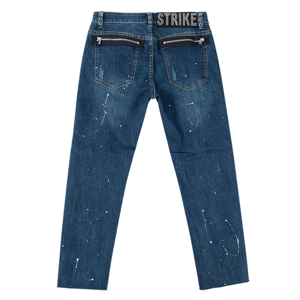 스트라이크(STRIKE) 아일릿 스플래터 다크 데미지 워시 백 지퍼 진 (STRAIGHT)