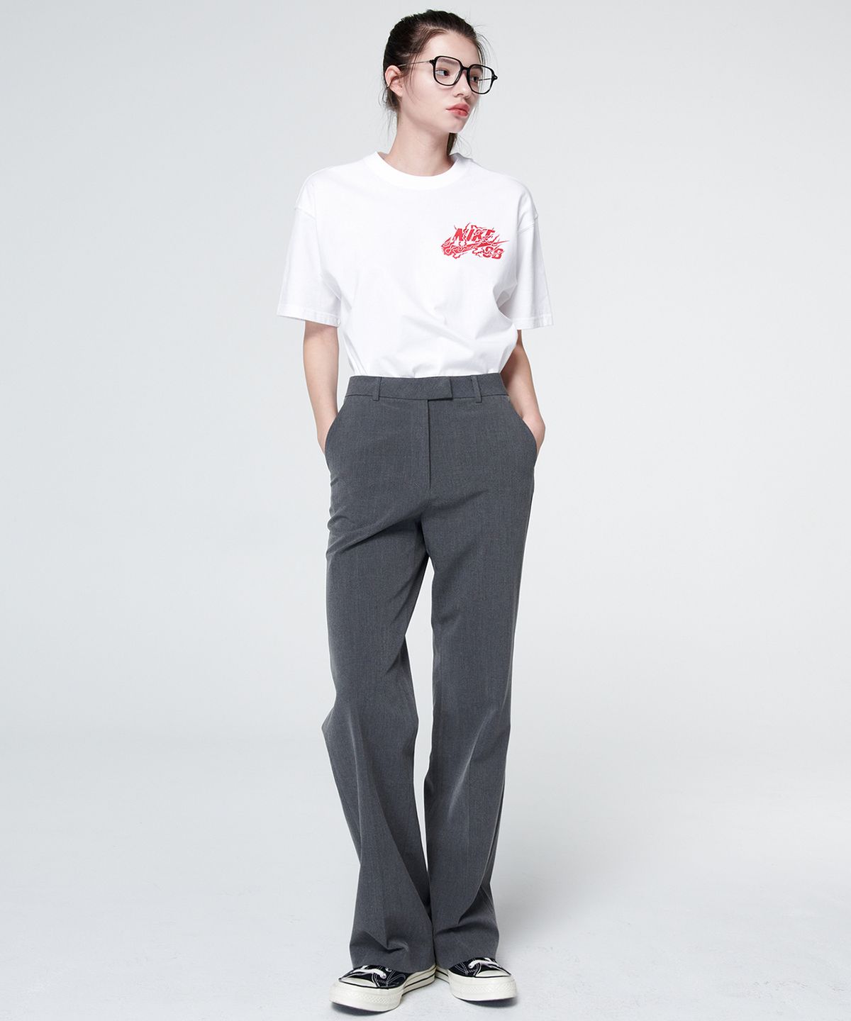 마롭(MALOUPE) 2108 세미 와이드 팬츠 (다크그레이)