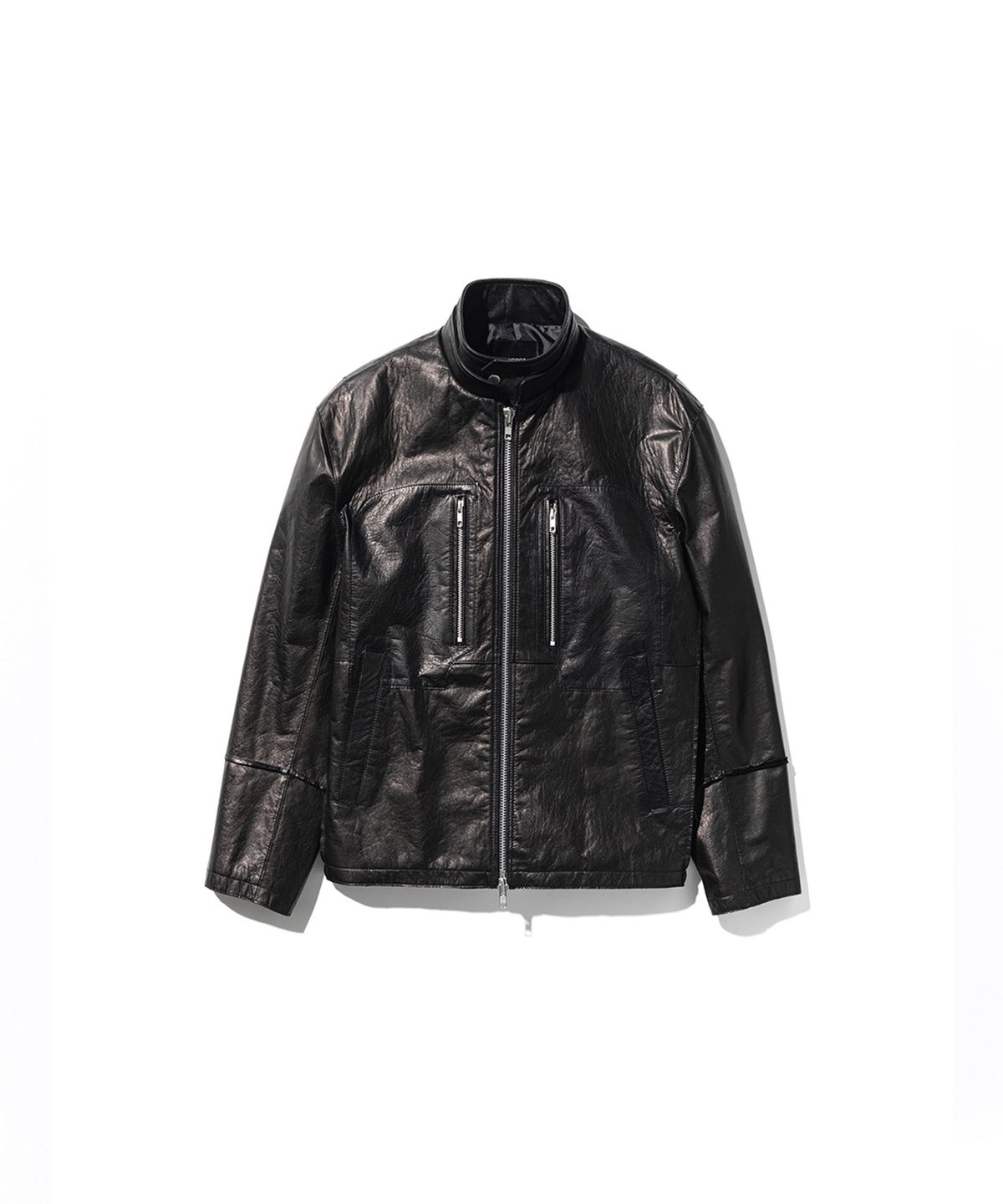 앤드로스(ANDROS) Moto Cowhide Leather Jacket (Black)