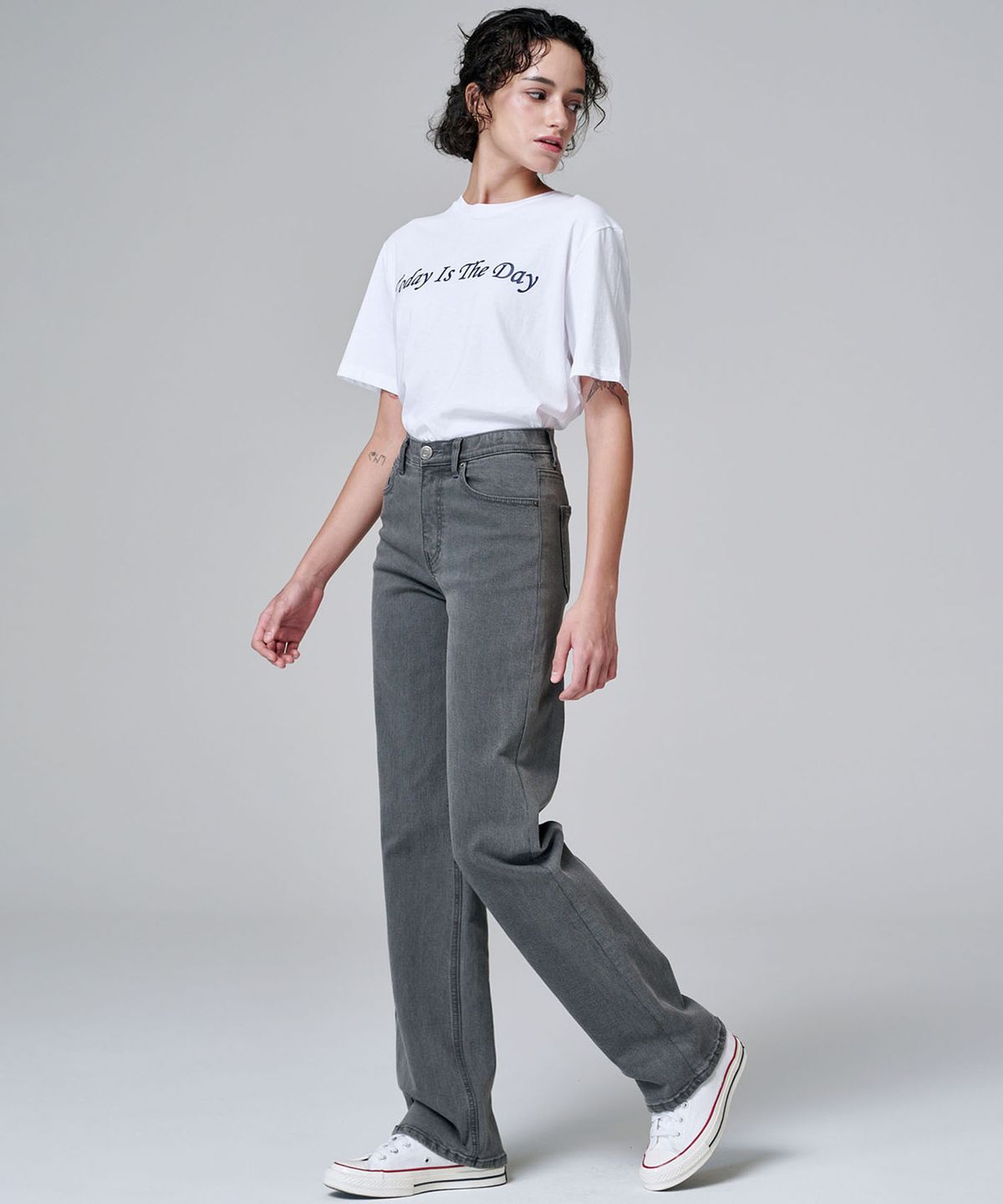 마롭(MALOUPE) 9106 세미 와이드 데님팬츠 (그레이)