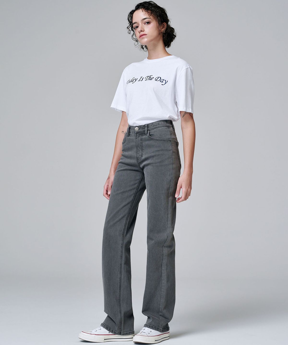 마롭(MALOUPE) 9106 세미 와이드 데님팬츠 (그레이)