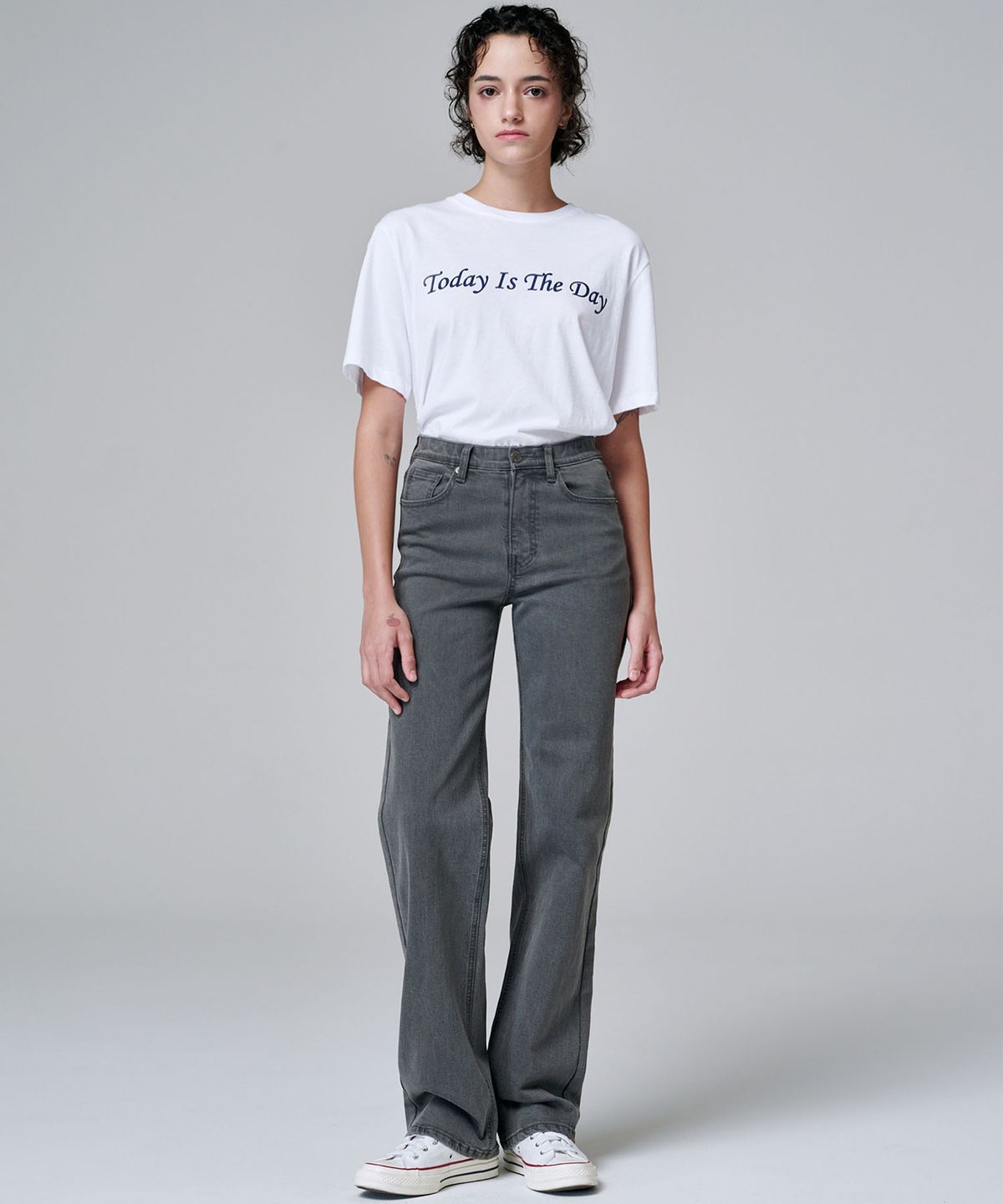 마롭(MALOUPE) 9106 세미 와이드 데님팬츠 (그레이)