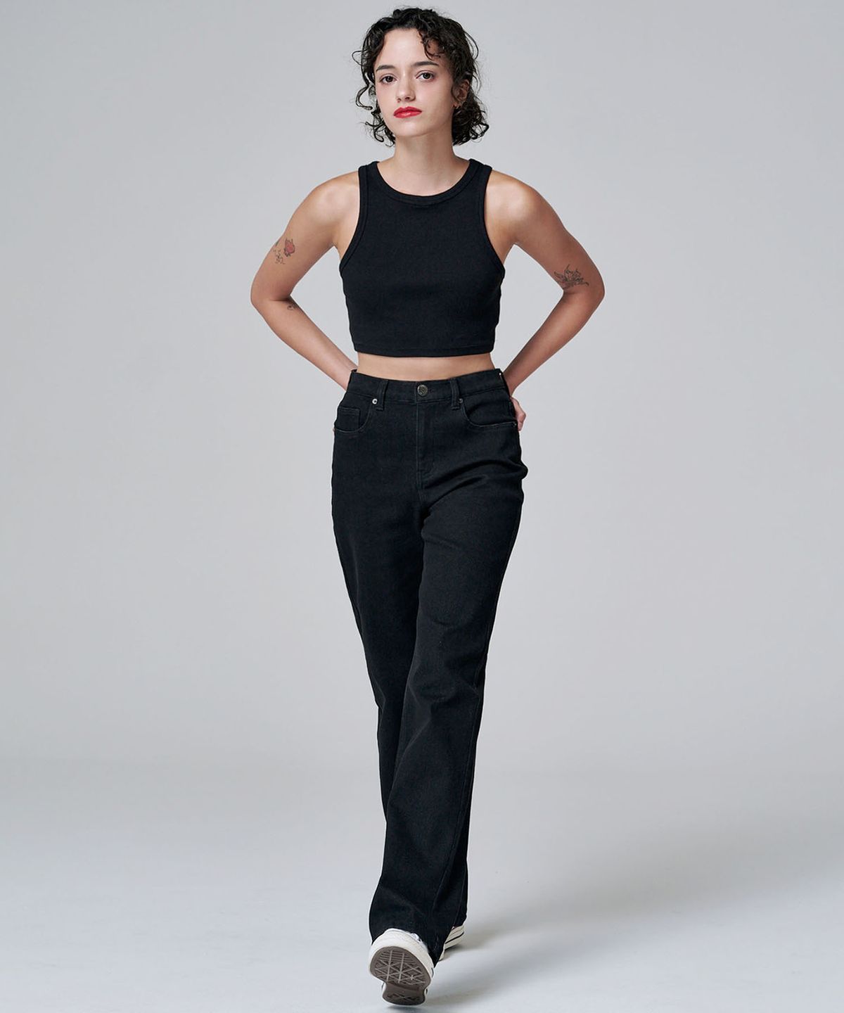 마롭(MALOUPE) 9106 세미 와이드 데님팬츠 (블랙)