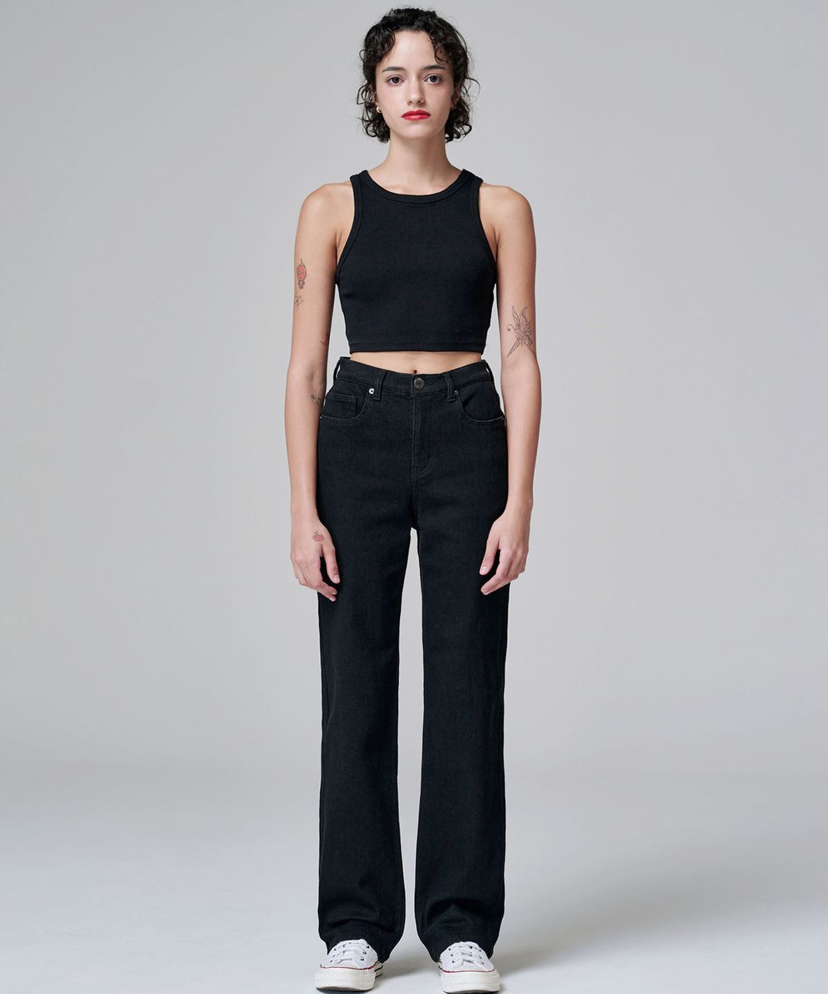 마롭(MALOUPE) 9106 세미 와이드 데님팬츠 (블랙)