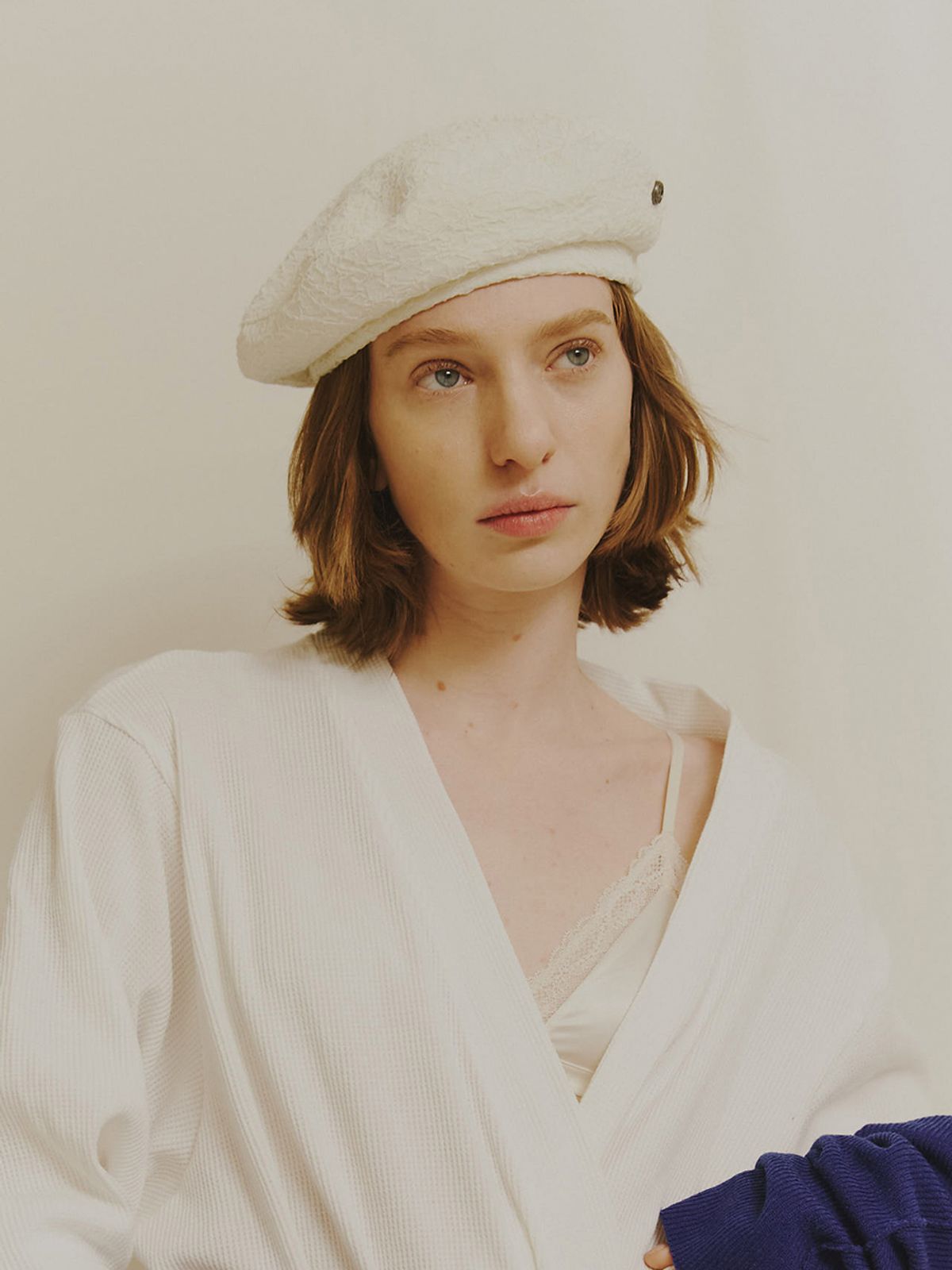 포에지담(POESIEDAME) [The shelter] Crinkle beret in ivory