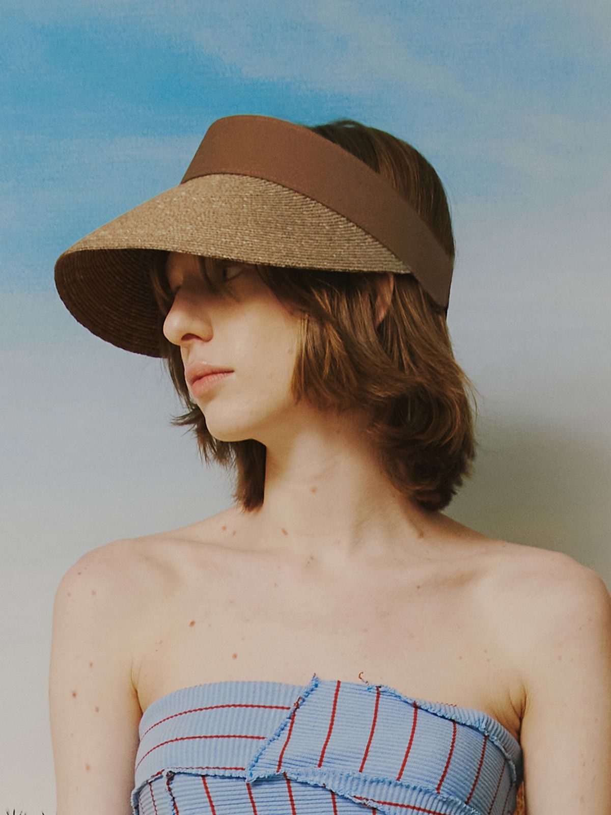 포에지담(POESIEDAME) [The shelter] raffia sunvisor hat in brown