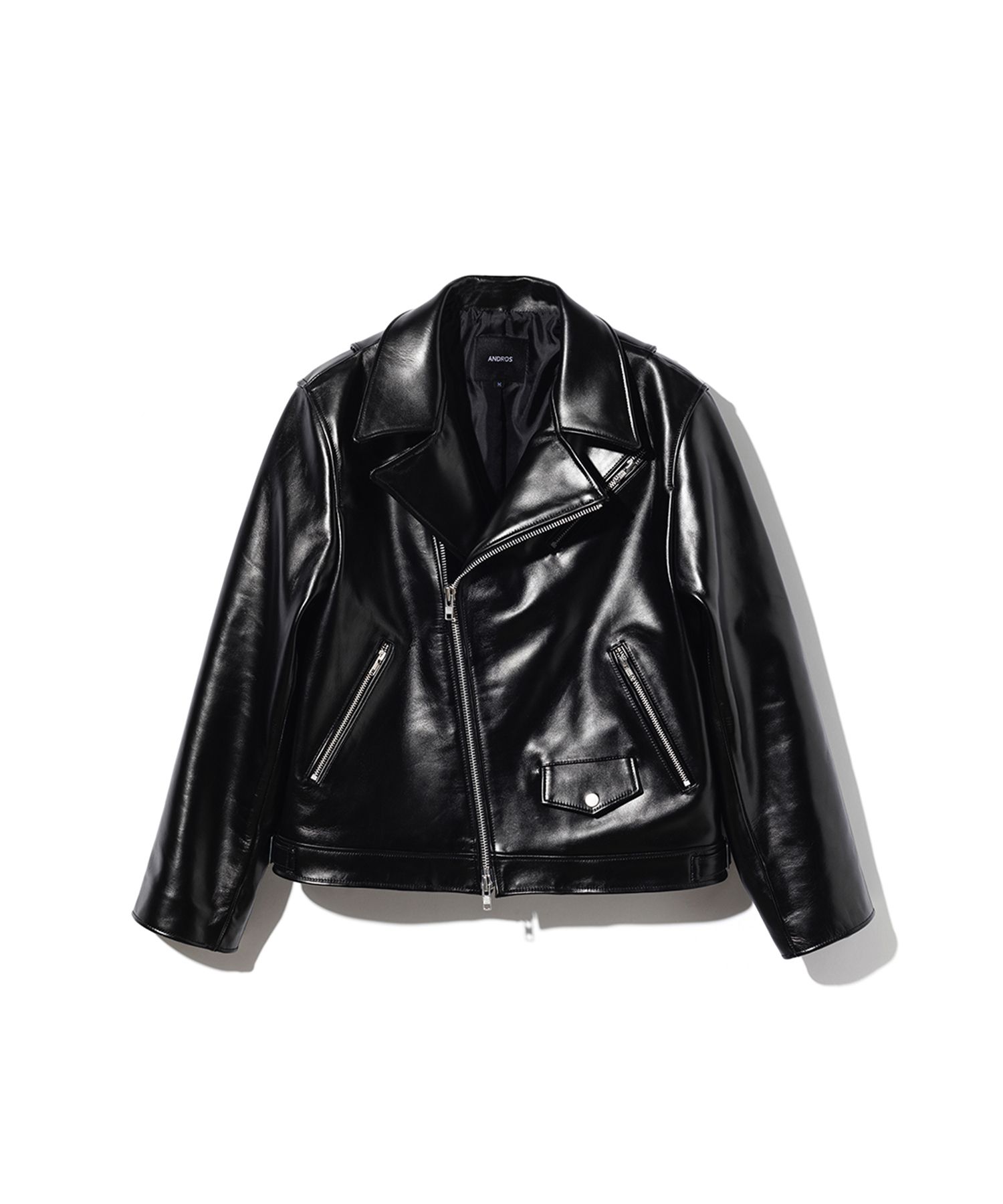 MUSINSA公式 | ANDROS Cowhide Rider Jacket (Black)