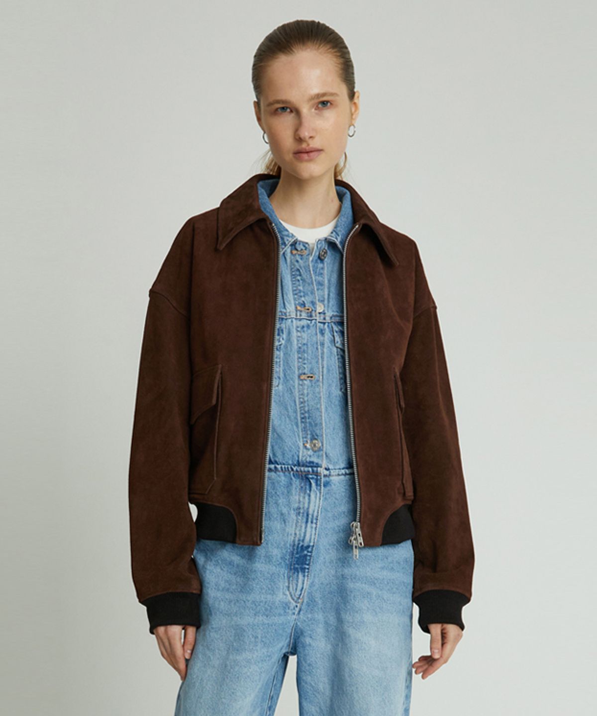 앤드로스(ANDROS) Suede Blouson Jumper (Dark Brown)