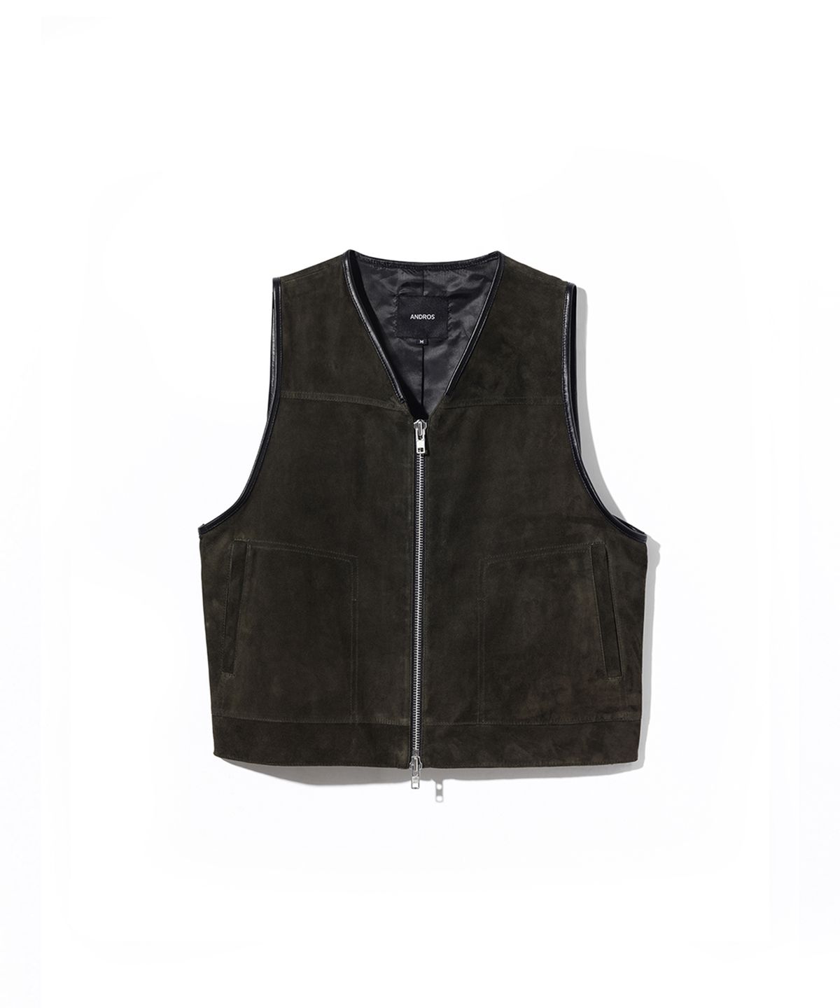 앤드로스(ANDROS) Short Zip Vest (Khaki)