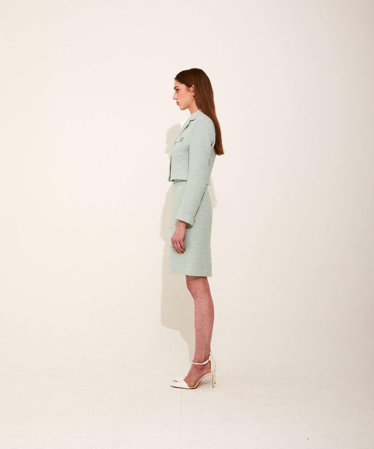 채뉴욕(CHAENEWYORK) Heart Tweed cropped jacket [Green]
