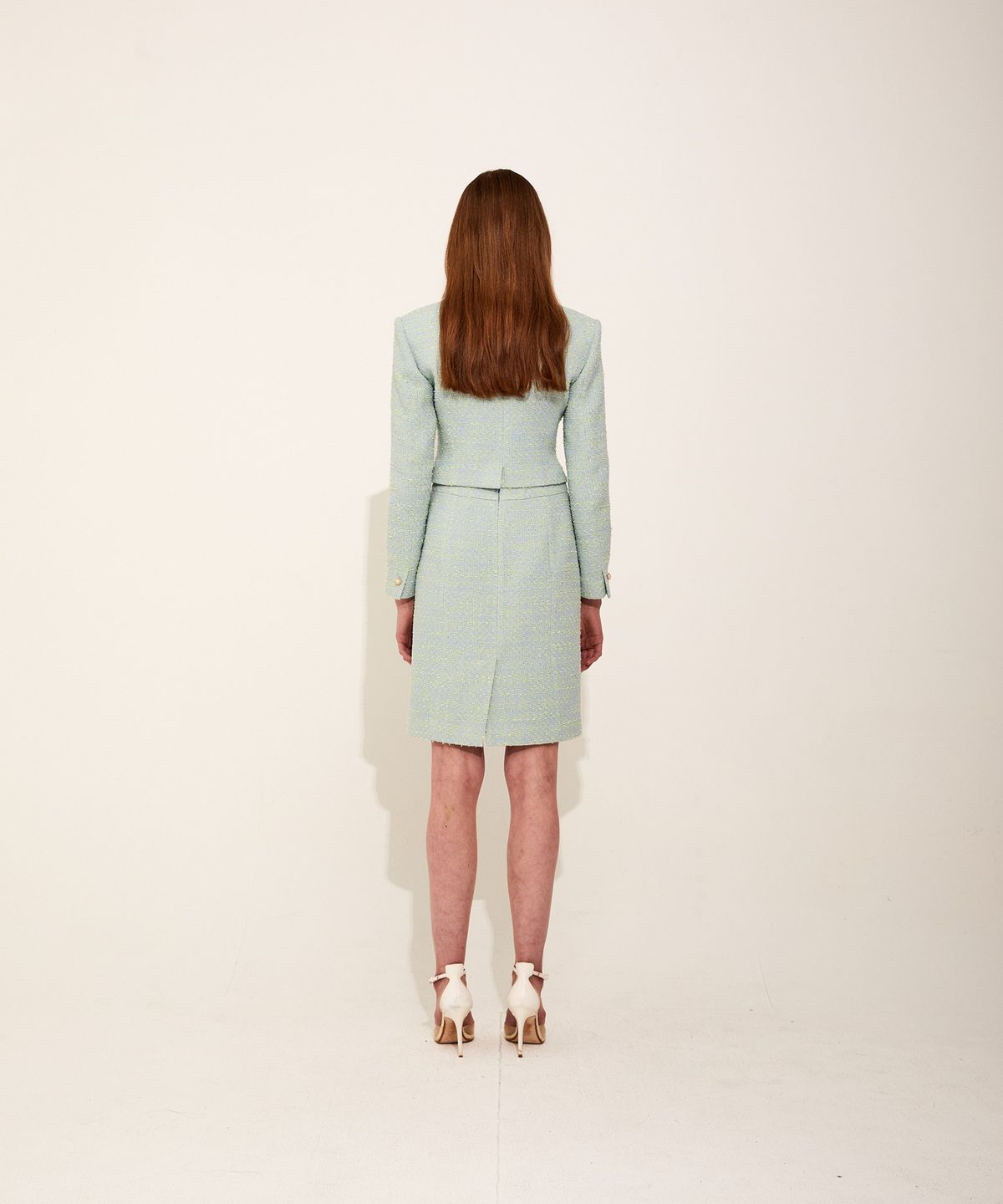 채뉴욕(CHAENEWYORK) Heart Tweed cropped jacket [Green]