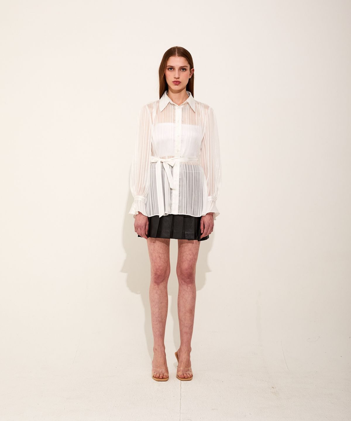 채뉴욕(CHAENEWYORK) Flawless Chiffon Belted Shirts [White]