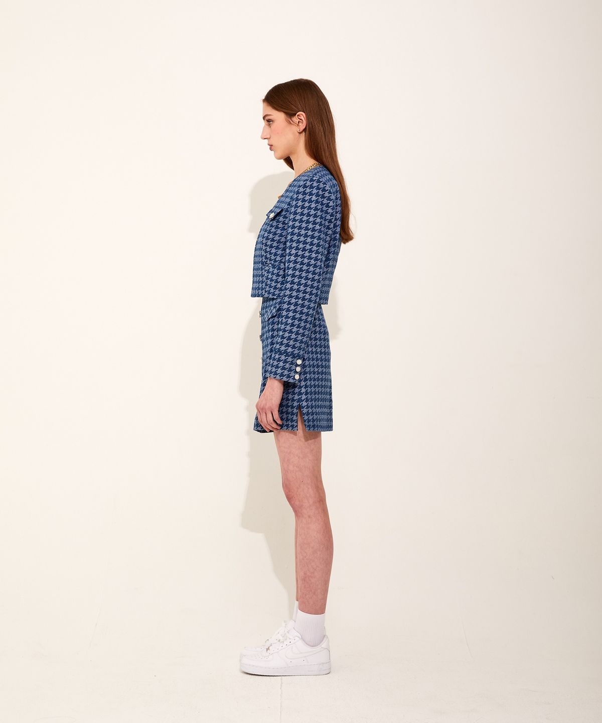 채뉴욕(CHAENEWYORK) Denim A-line Crystal skirt [Deep Blue]