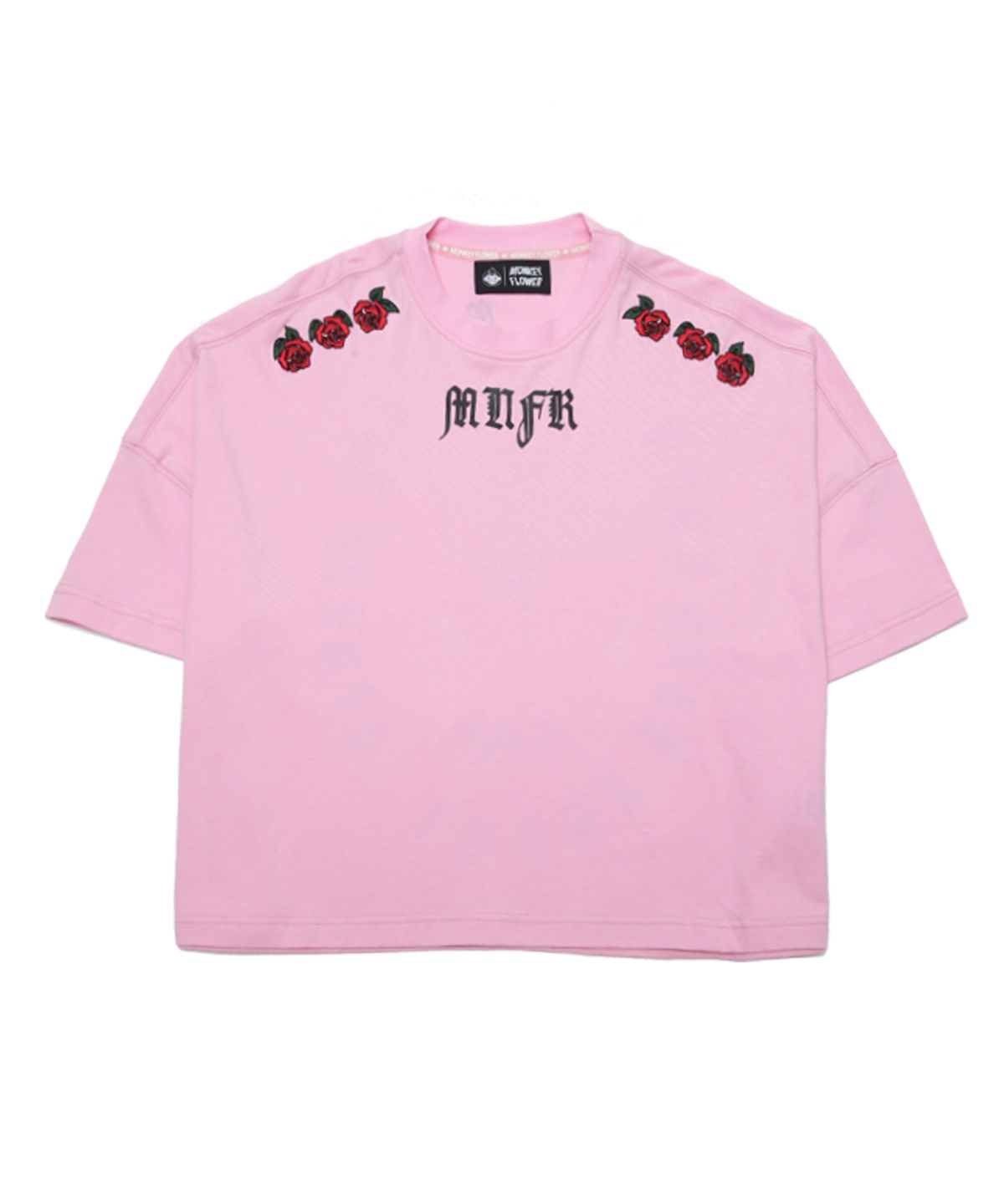 몽키플라워(Monkey Flower) 여성로즈자수 반팔티셔츠/MM8WTS12F  PINK