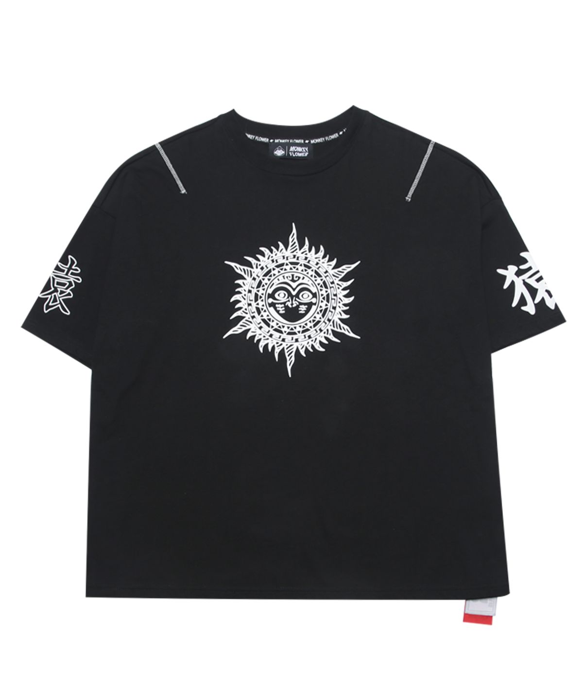 몽키플라워(Monkey Flower) 여성 태양 일러스트 반팔 티셔츠/MM8WTS13F BLACK