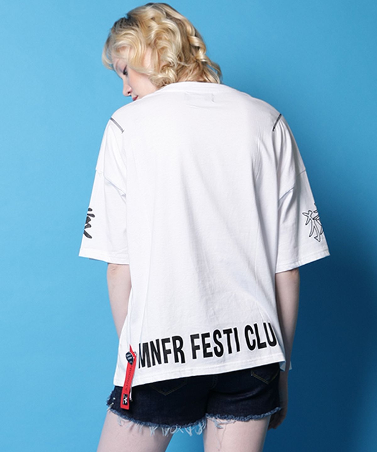 몽키플라워(Monkey Flower) 여성 태양 일러스트 반팔 티셔츠/MM8WTS13F  WHITE