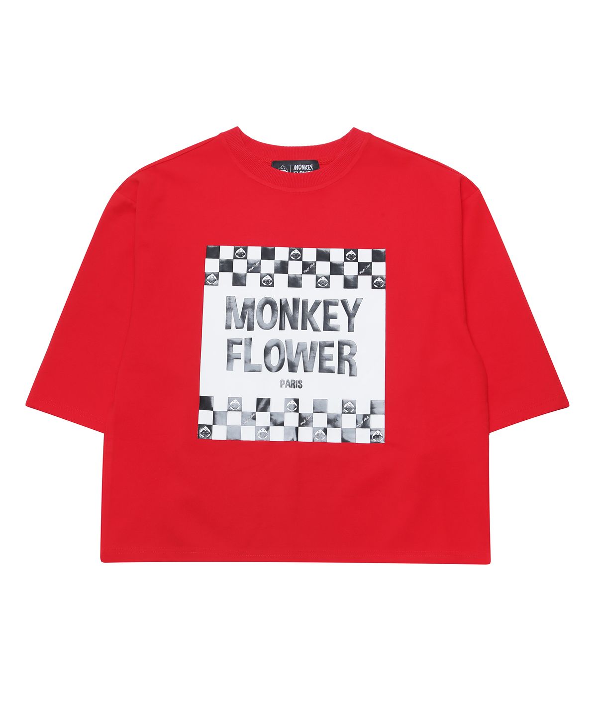 몽키플라워(Monkey Flower) 여성 에나멜 체커보드 프린트 반팔 티셔츠/MS2WTS01U RED