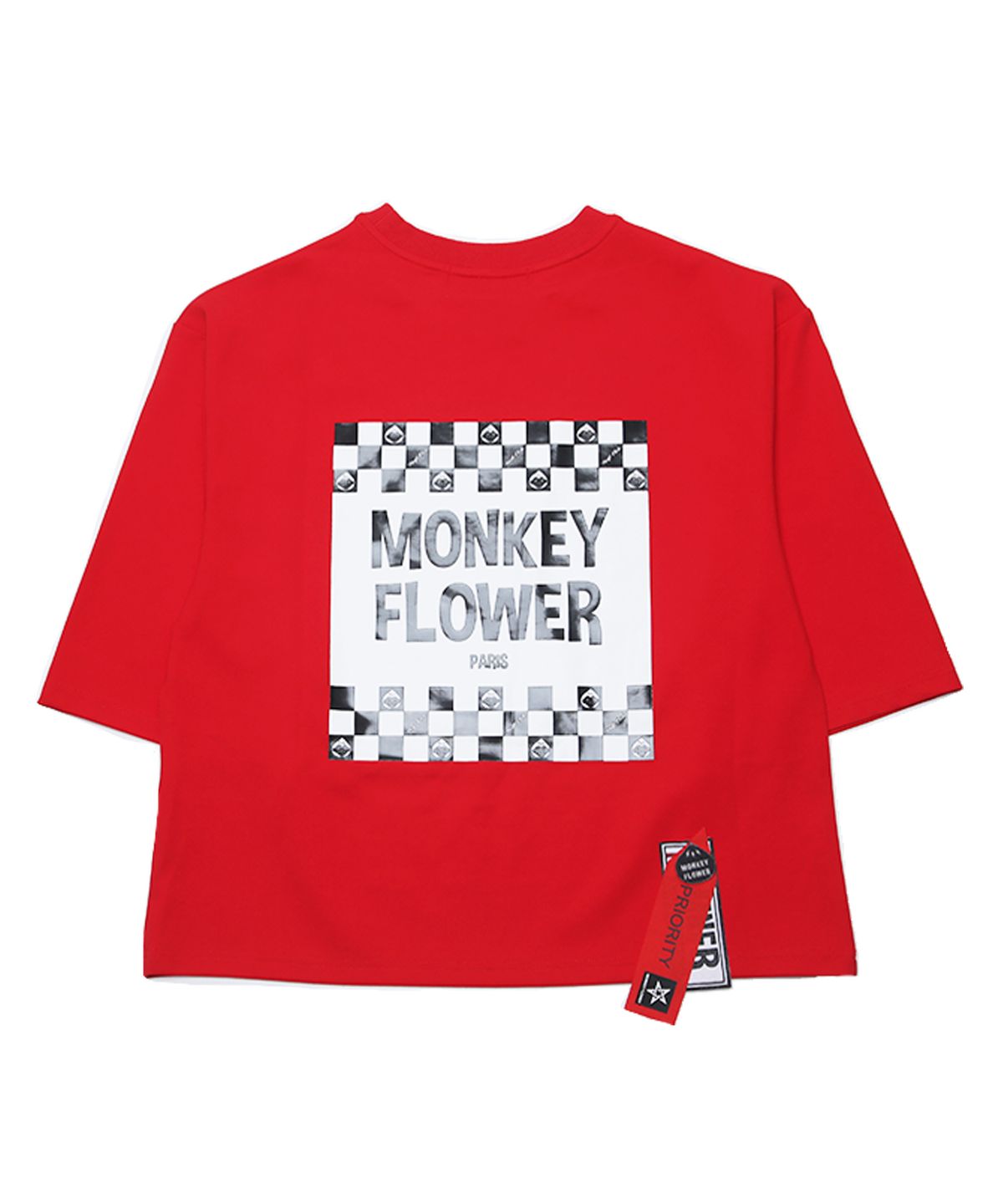 몽키플라워(Monkey Flower) 여성 에나멜 체커보드 프린트 반팔 티셔츠/MS2WTS01U RED