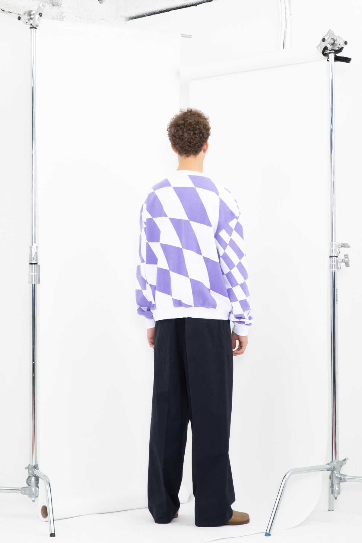 벌스데이수트(BIRTHDAYSUIT) WARP CHECKER BOARD SWEAT (PURPLE)
