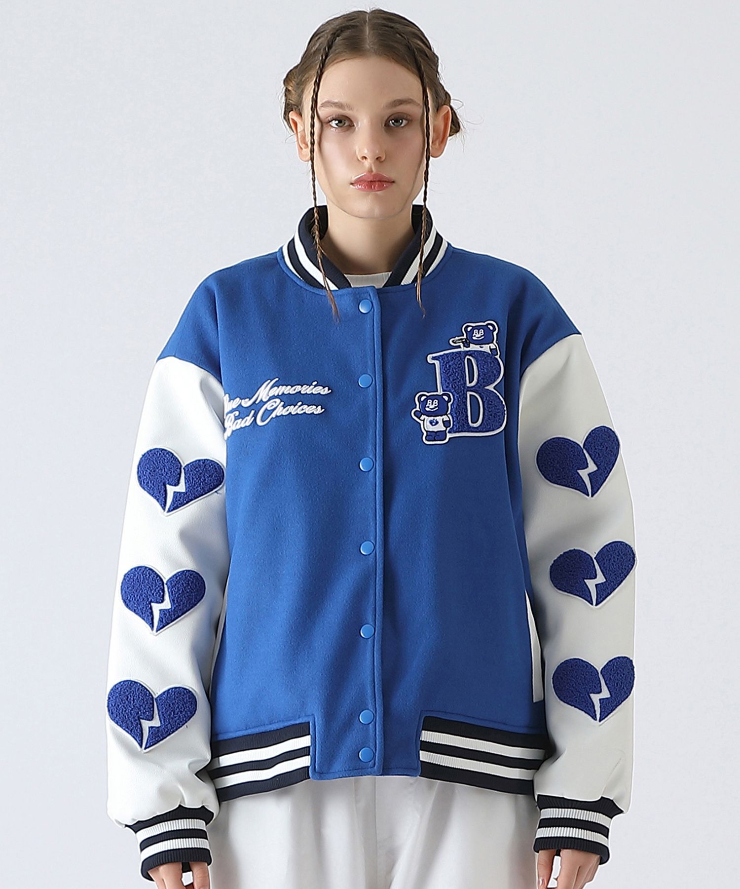 MUSINSA | BADBLUE BadBear Varsity Jacket Navy
