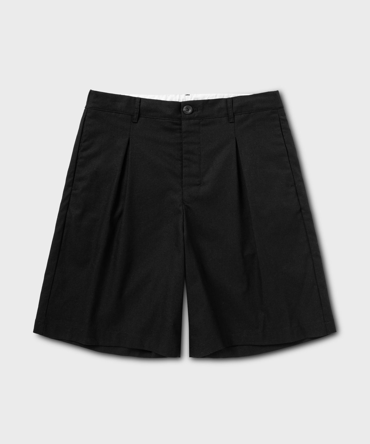넌블랭크(NONBLANK) 와이드 핏 린넨 하프 팬츠_BLACK