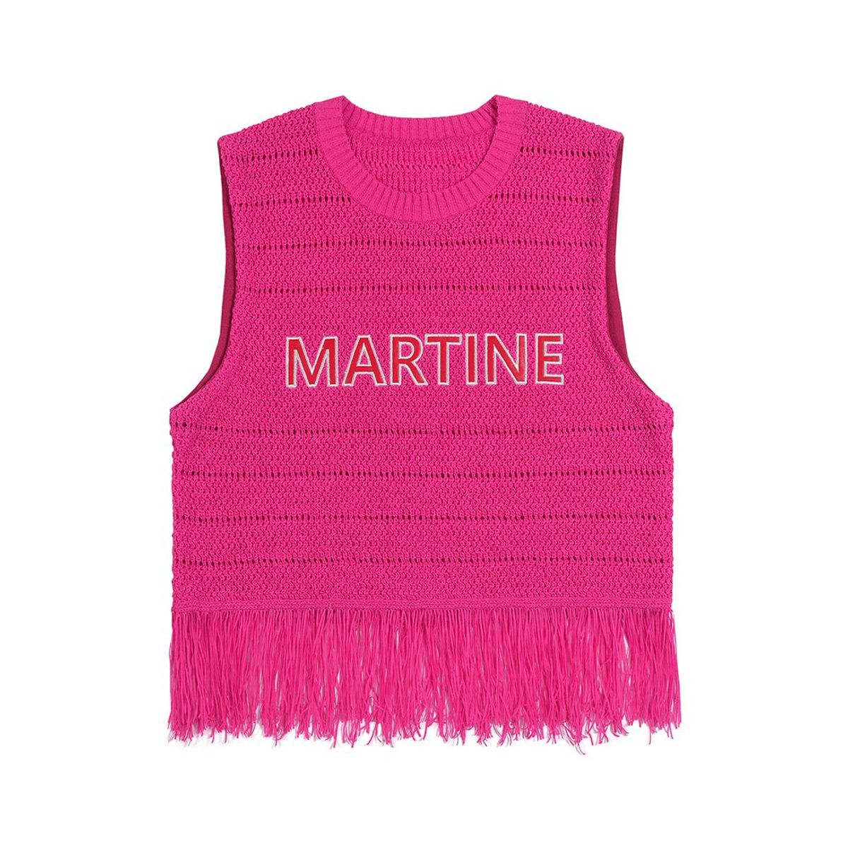 마틴골프(MARTINE GOLF) Fringe Knit Vest_Deep Pink