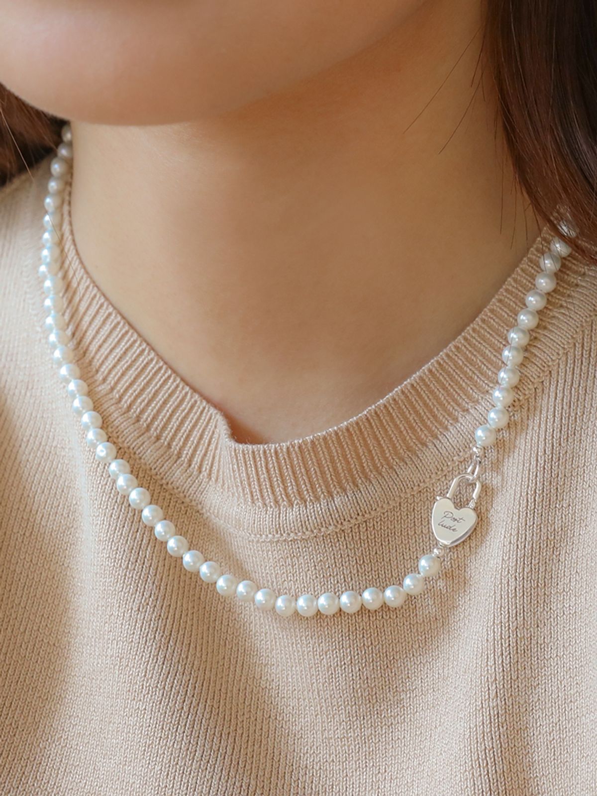 포스트루드(POSTLUDE) [SILVER] HEART LOCK 5PEARL N
