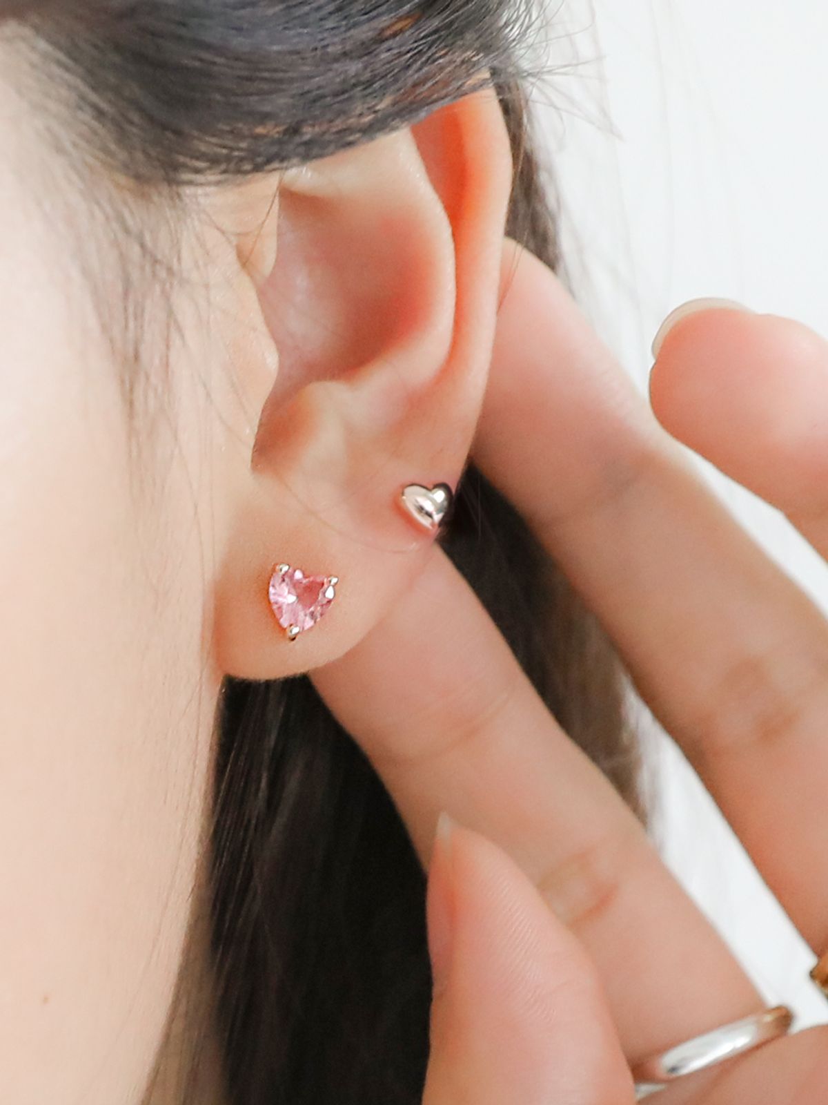 포스트루드(POSTLUDE) [SILVER/4SET] S HEART & PEARL E SET (2 COLORS)