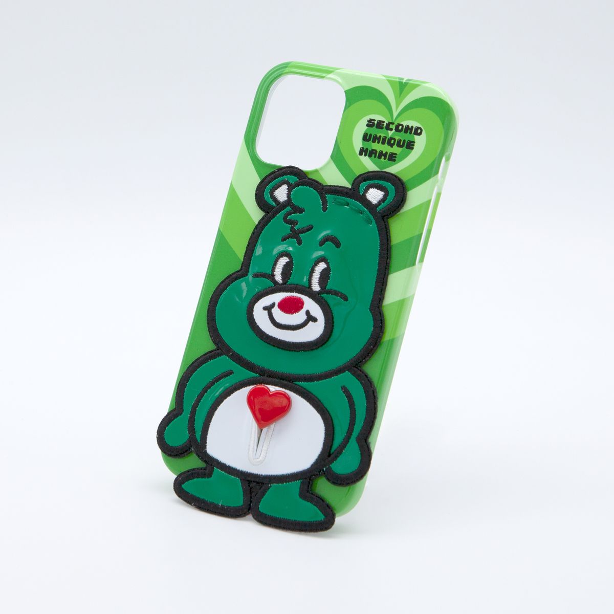 세컨드유니크네임(SECOND UNIQUE NAME) SUN CASE ENAMEL HEART BEAR GREEN
